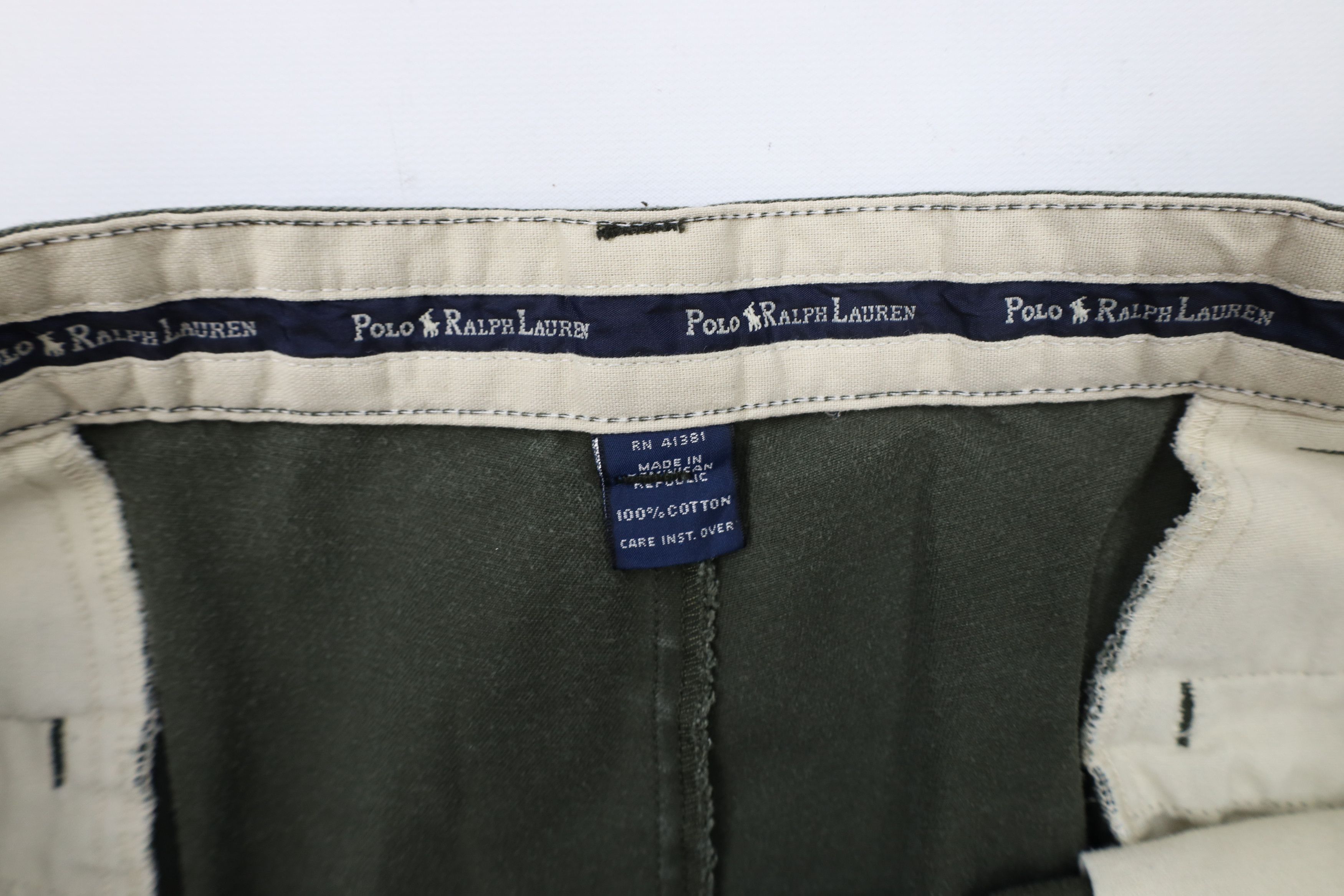 Ralph Lauren × Vintage Vintage 90s Ralph Lauren Wide Leg Chino Pants Green Cotton Size US 38 / EU 54 - 8 Thumbnail