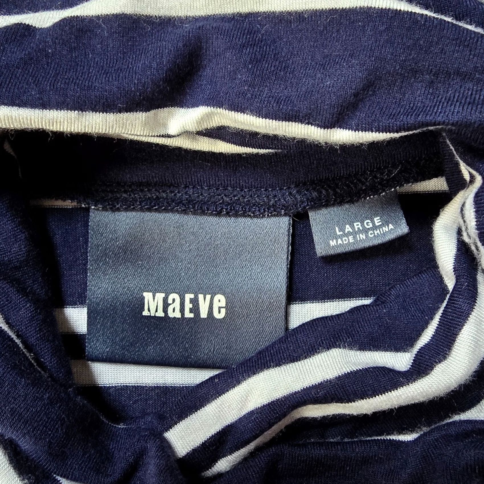 Anthropologie Maeve Anthropologie Dress Womens Size L Blue White Striped Turtleneck Casual Knit Knee Length Long Sleeve Pullover Machine Washable Regular Women Size L / US 10 / IT 46 - 4 Thumbnail