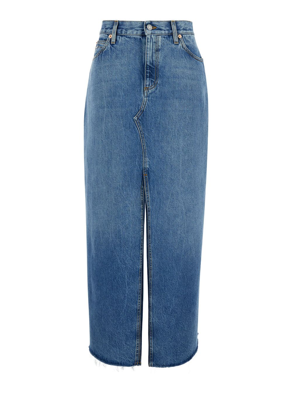 Gucci Light Blue Denim Midi Skirt with Horsebit in Cotton Woman Size 28" / US 6 / IT 42 - 1 Thumbnail