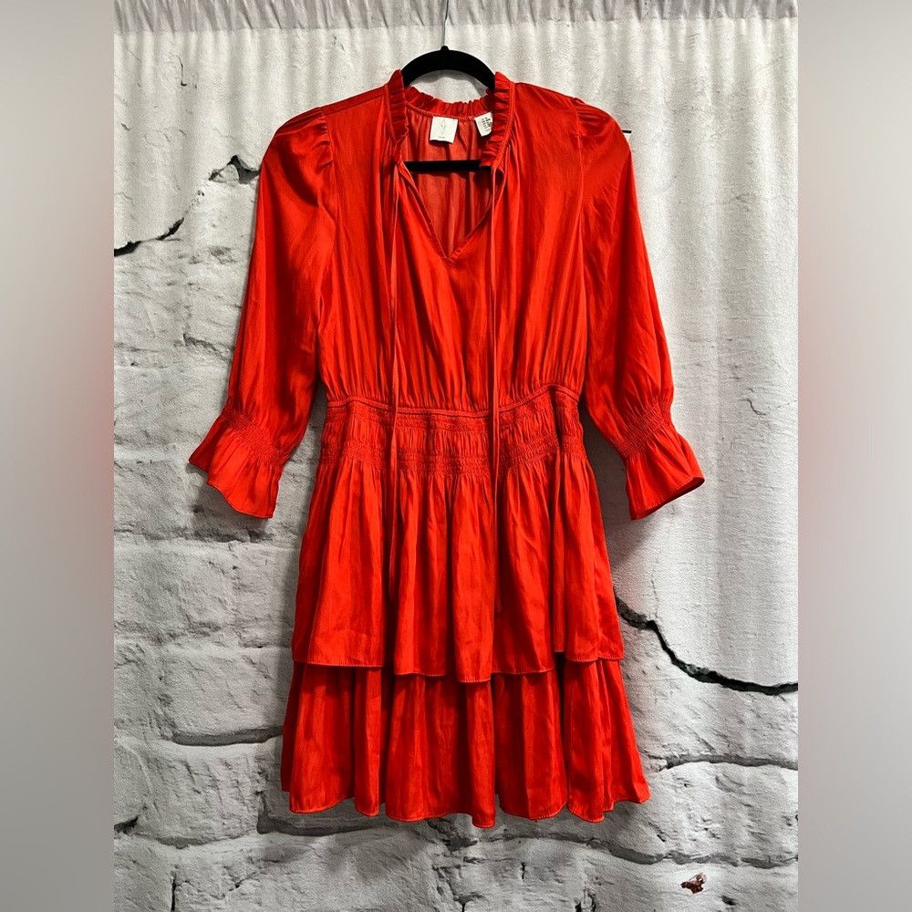 Joie Joie Silky Summer Orange Ruffle Tiered Ruched Coquette Mini Size M / US 6-8 / IT 42-44 - 2 Thumbnail