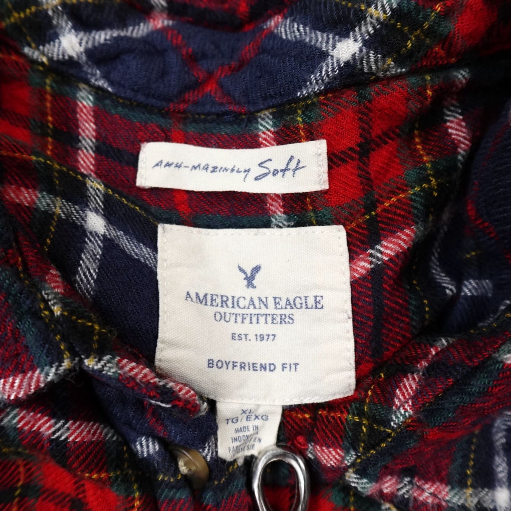 American Eagle Outfitters American Eagle Outfitters Shirt Womens XL Blue Red Flannel Button Up Long Sleeve Casual Travel Workwear Shirt Size XL / US 12-14 / IT 48-50 - 4 Thumbnail