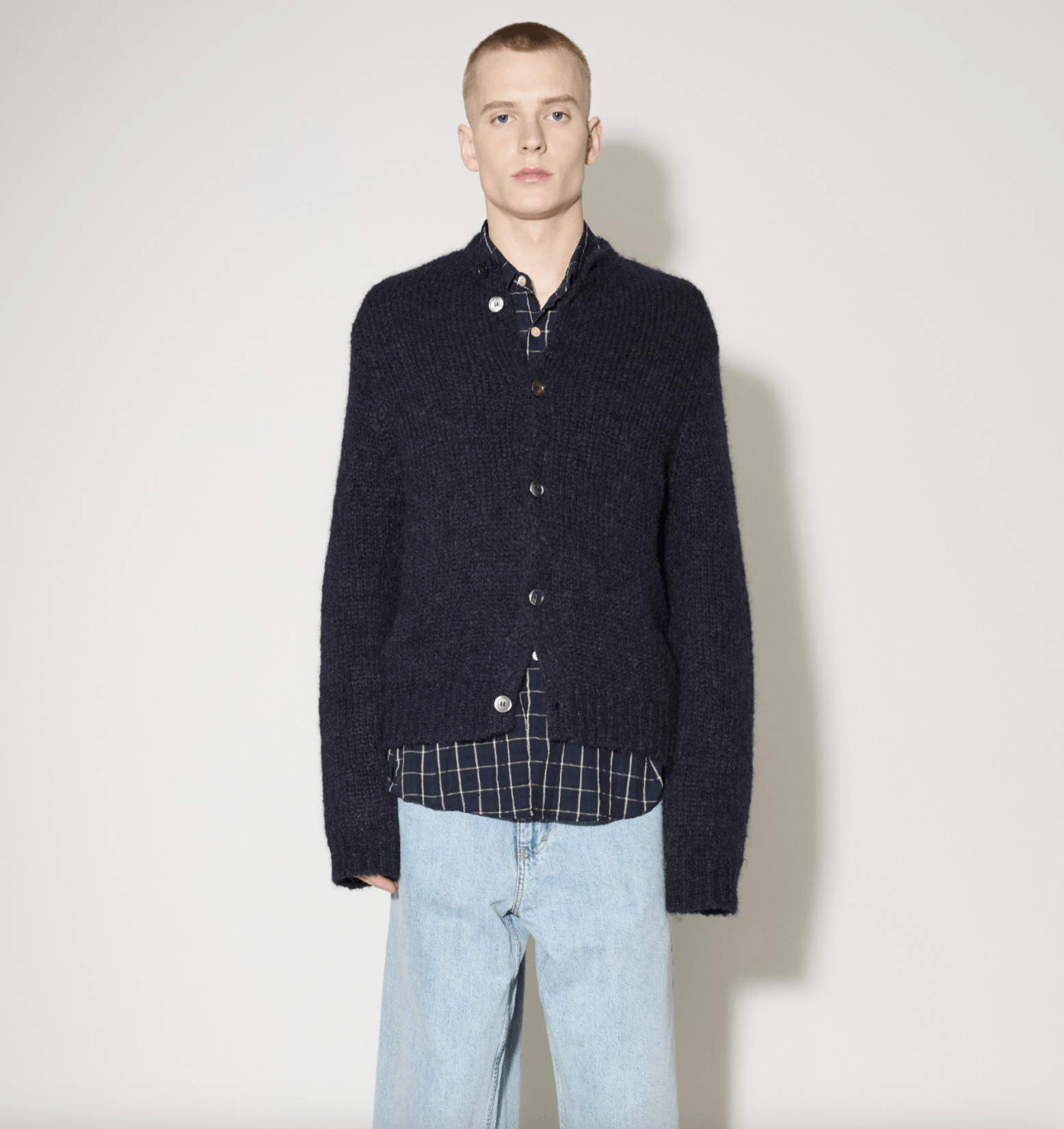 Our Legacy Opa Cardigan Fuzzy Navy Size US L / EU 52-54 / 3 - 8 Thumbnail