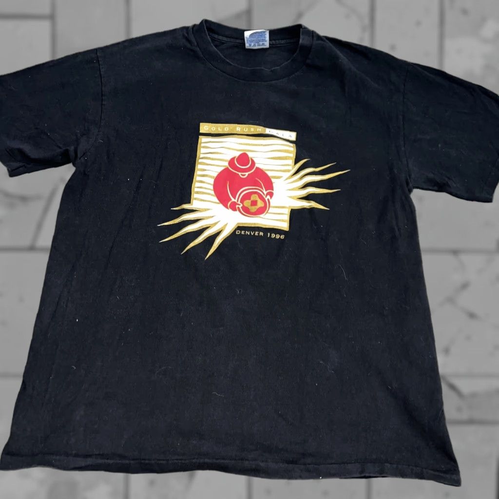 Hanes VINTAGE Hanes T-Shirt Black Gold Rush Gala Denver 1996 Stitch Mens L Metal Size US L / EU 52-54 / 3 - 1 Thumbnail