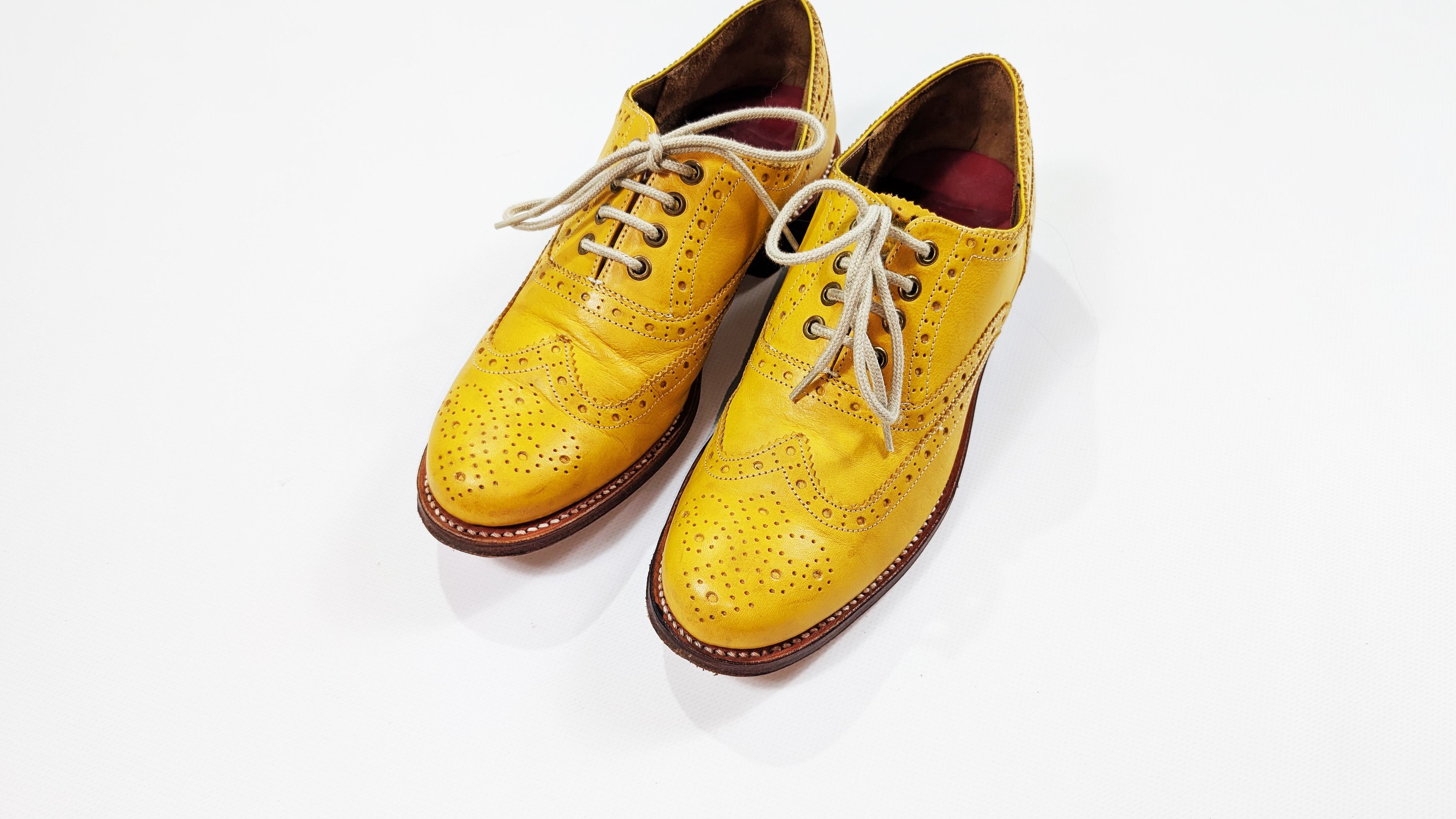 Grenson Grenson England Yellow Leather Lace Up Brogues Size UK5 Size US 7.5 / IT 37.5 - 2 Thumbnail