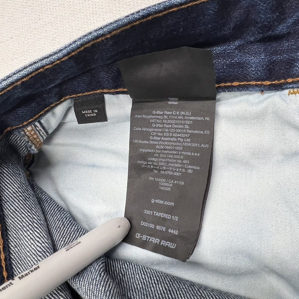 G-Star G Star Raw Jeans Shorts Blue 3301 Tapered Denim Faded Washed Size US 30 / EU 46 - 7 Thumbnail