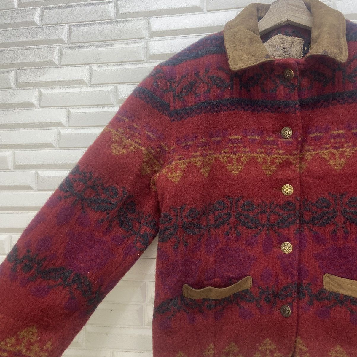 Woolrich Woolen Mills Vintage Woolrich Red Floral Native Wool Jacket Coat Size S / US 4 / IT 40 - 8 Thumbnail