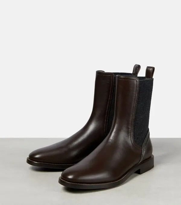 Brunello Cucinelli o1y0725 Ankle Boots in Dark Brown/Black Size US 6 / IT 36 - 2 Thumbnail