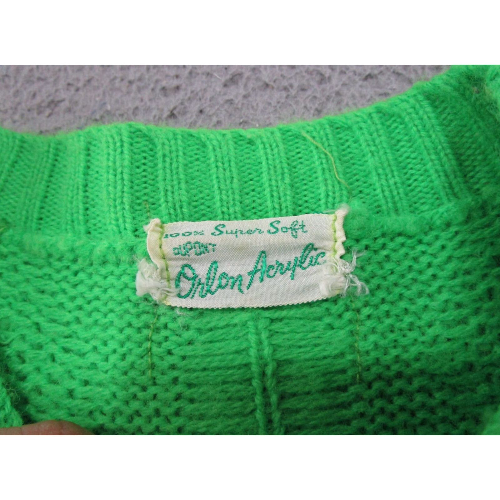 Etro VINTAGE DuPont Green Cable Knit Sweater Chest Size 34 Retro Womens Pullover Mock Neck Long Sleeve Fall Winter 70s Size S / US 4 / IT 40 - 2 Thumbnail