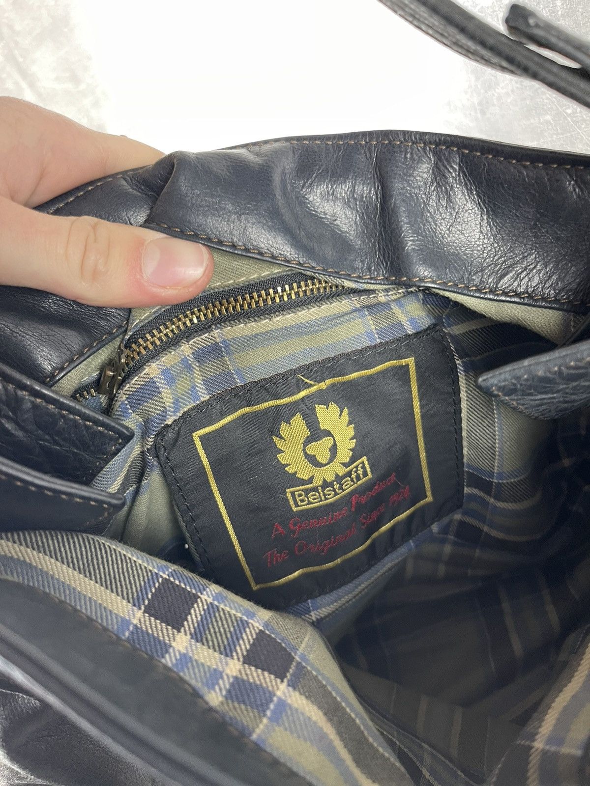 Belstaff × Vintage Belstaff Dark Wax Leather Avant Garde Biker Bag Size ONE SIZE - 8 Thumbnail