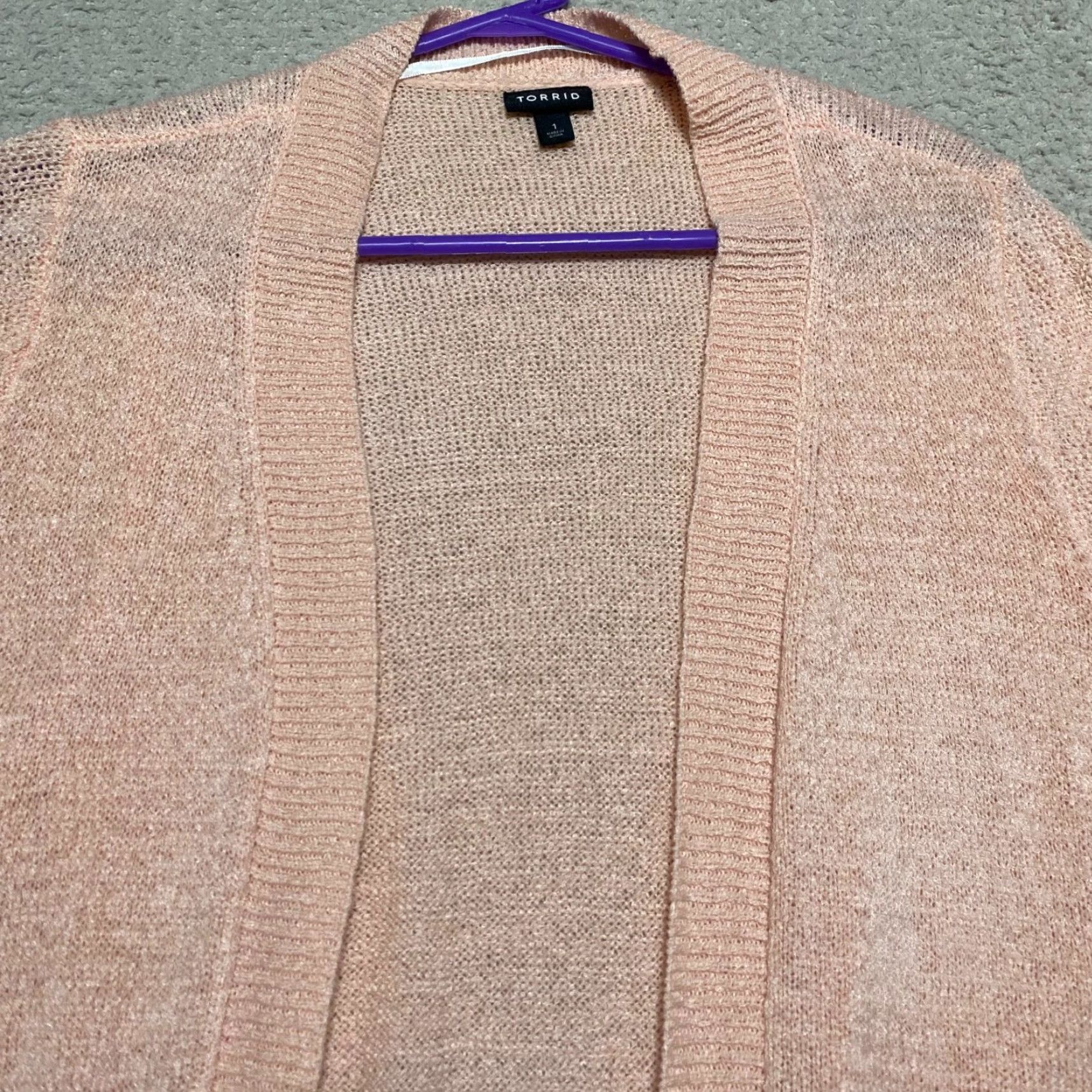 Torrid Torrid 1X Plus Sweater Cardigan Open Front Open Knit Orange Pocket Knit Lightweight Casual Womens 1X Torrid Cardigan Open Size XL / US 12-14 / IT 48-50 - 6 Thumbnail