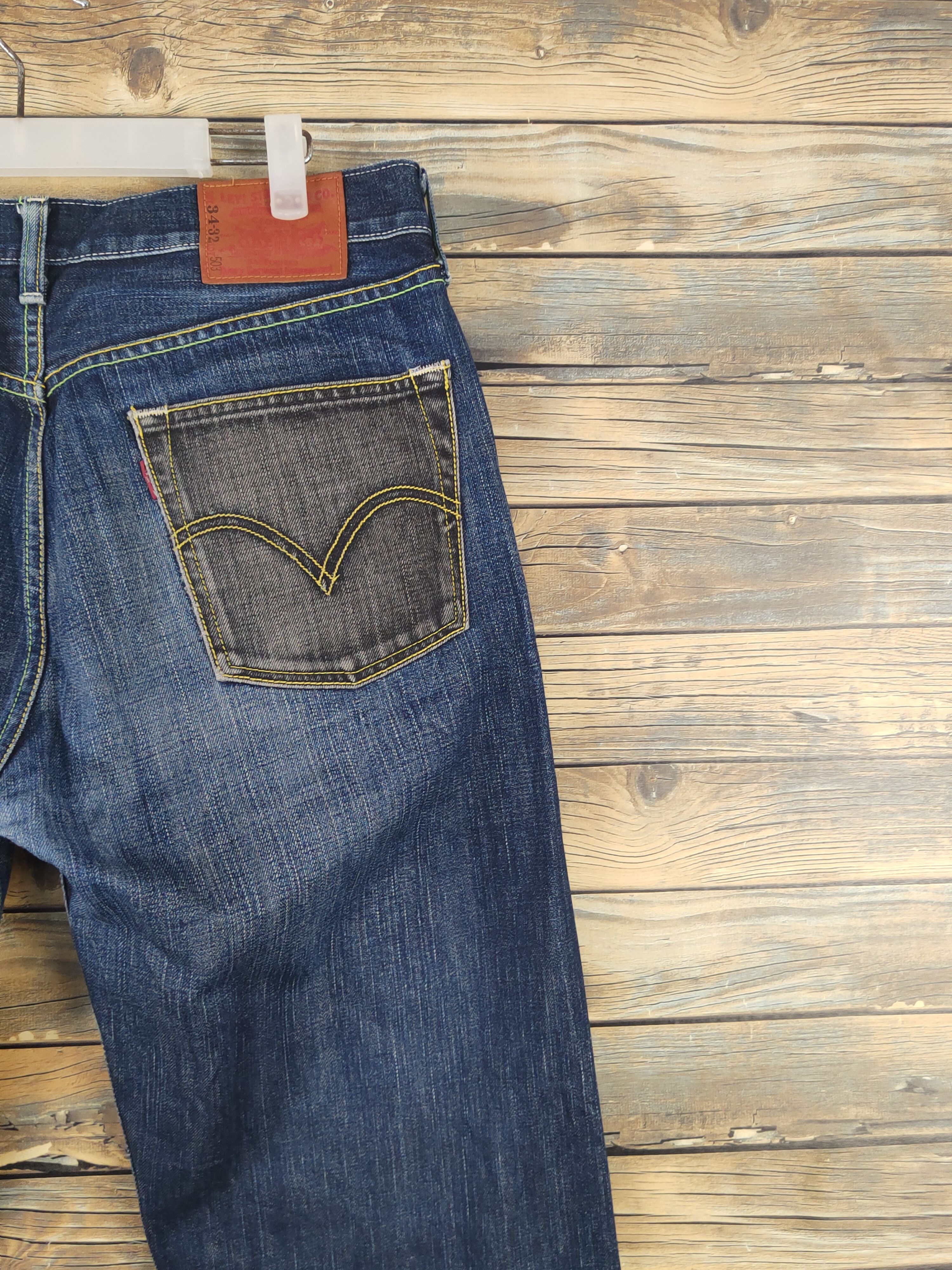 Levi's 503 Levi's Dark Blue Distressed Ripped denim Jeans #W1725 Size US 34 / EU 50 - 12 Thumbnail