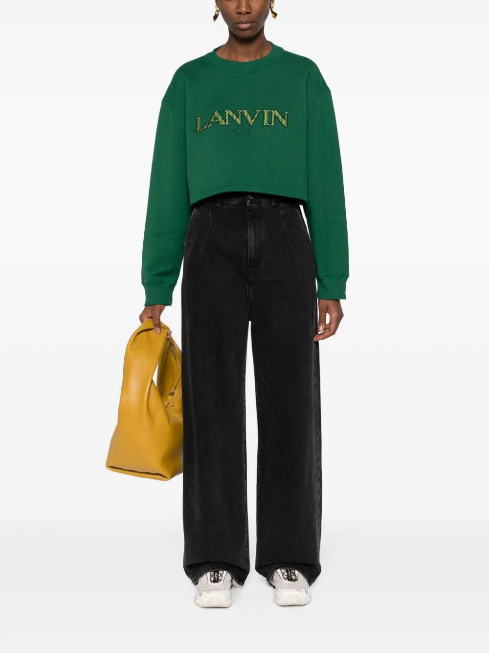 Lanvin o1s22i1n1024 Cropped Sweatshirt in Green Size M / US 6-8 / IT 42-44 - 2 Thumbnail