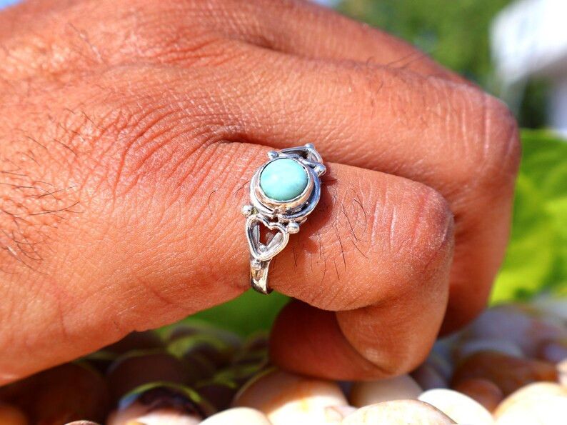 Handmade Handmade Larimar Ring, 925 Sterling Silver Ring, Women Gifts Size ONE SIZE - 8 Thumbnail
