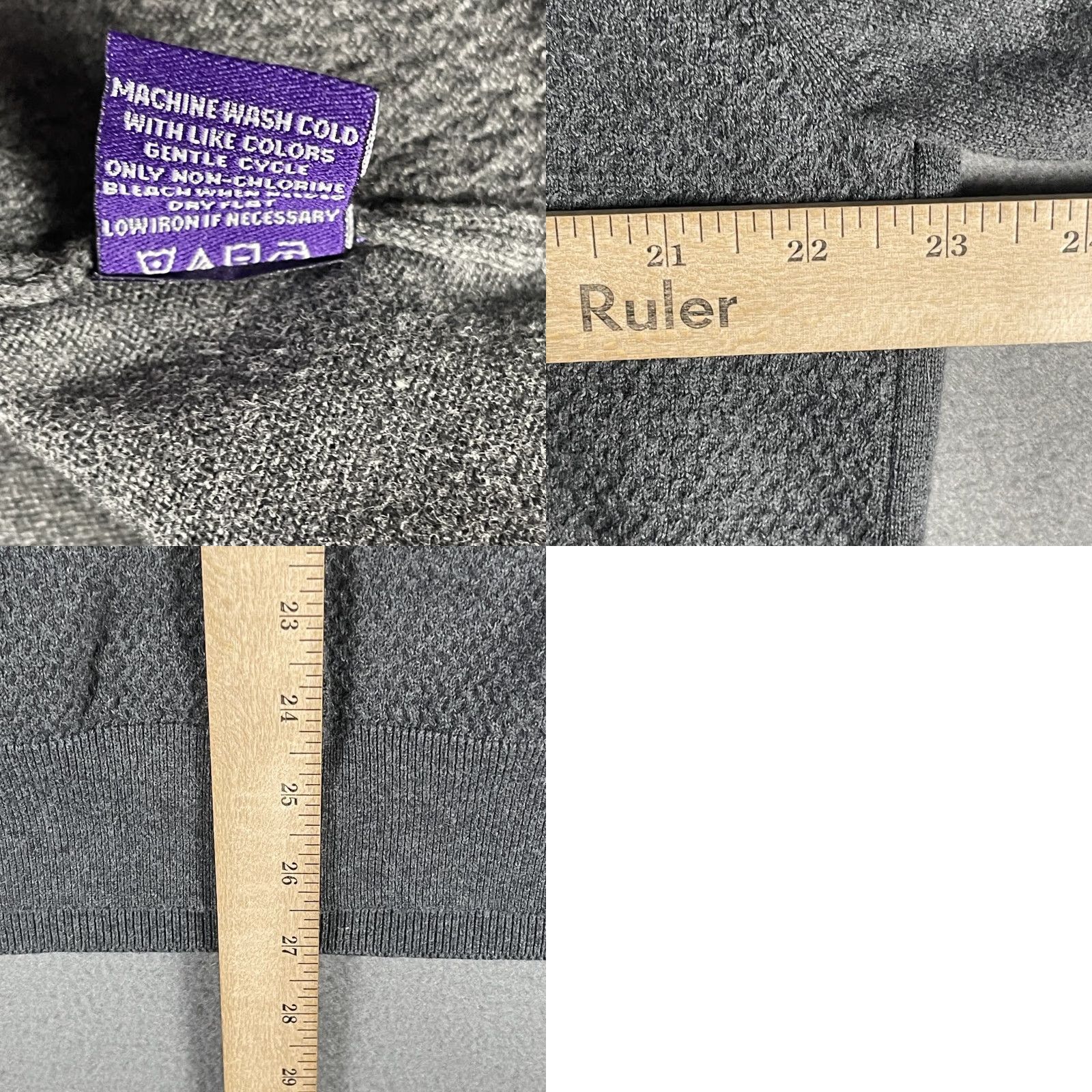 Vintage Alan Flusser Sweater Mens Large Gray Quarter Zip Pullover Brown Trim Cotton Sweatshirt Cardigan Beige Knit Size US M / EU 48-50 / 2 - 8 Thumbnail