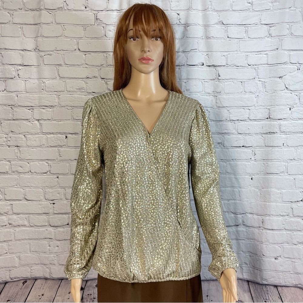 Vince Camuto NWT New $69 Vince Camuto Shimmer Metallic Gold Wrap Long Sl Size S / US 4 / IT 40 - 2 Thumbnail
