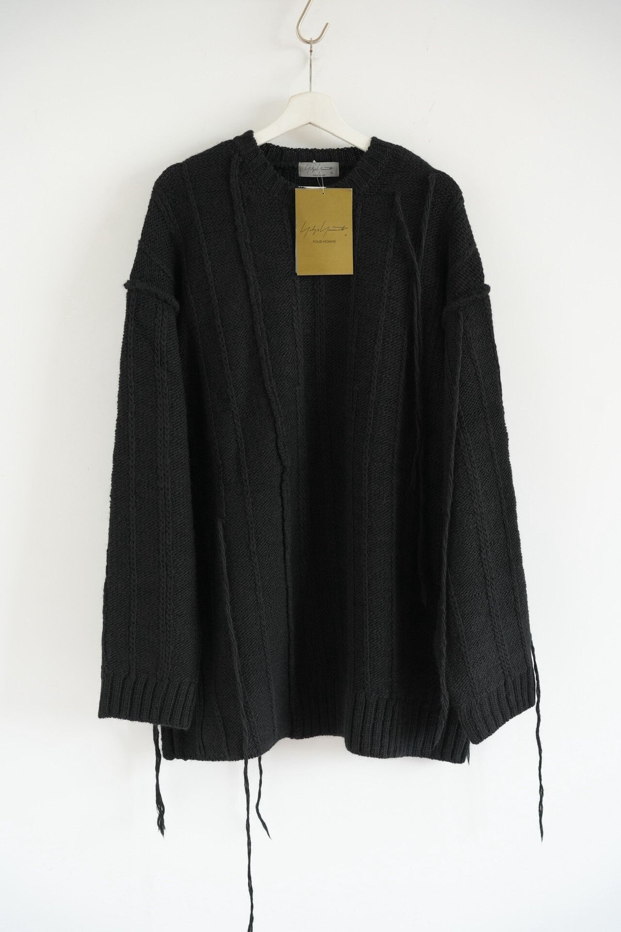 Yohji Yamamoto black oversized wool sweater with ties Size US L / EU 52-54 / 3 - 1 Thumbnail