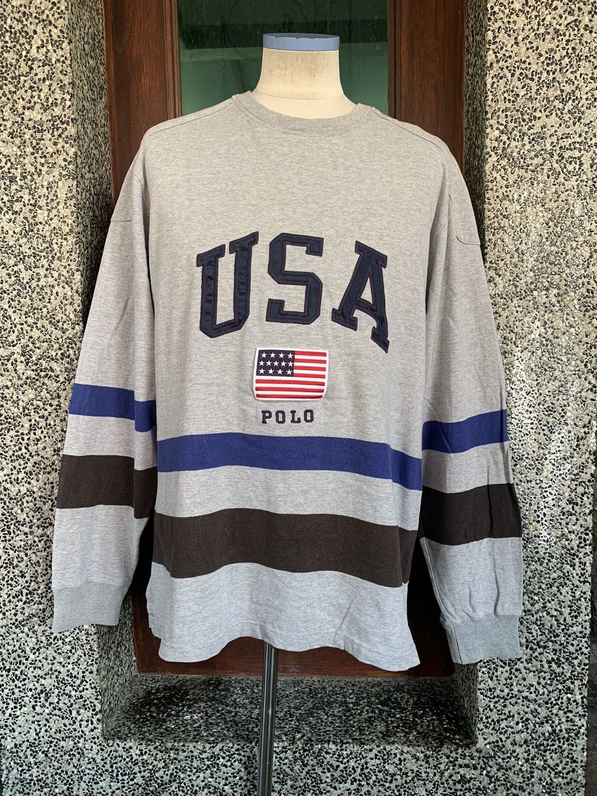 image of Polo Ralph Lauren x Ralph Lauren Sport Vintage 90's Polo Sport Usa Ralph Laurent Tees in Grey (Size