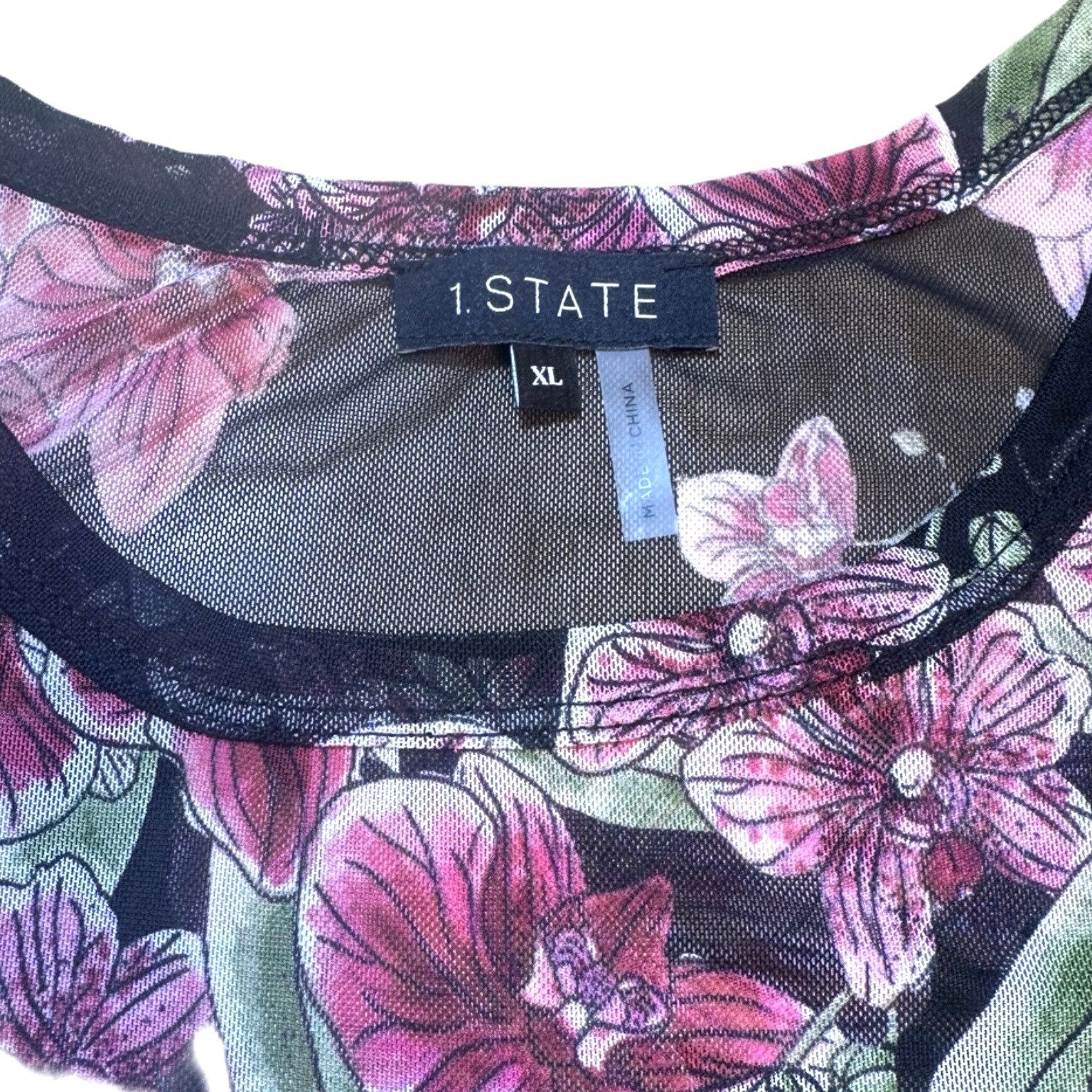 Other 1. State Floral Print Mesh Top Black Floral Size XL Size XL / US 12-14 / IT 48-50 - 4 Thumbnail