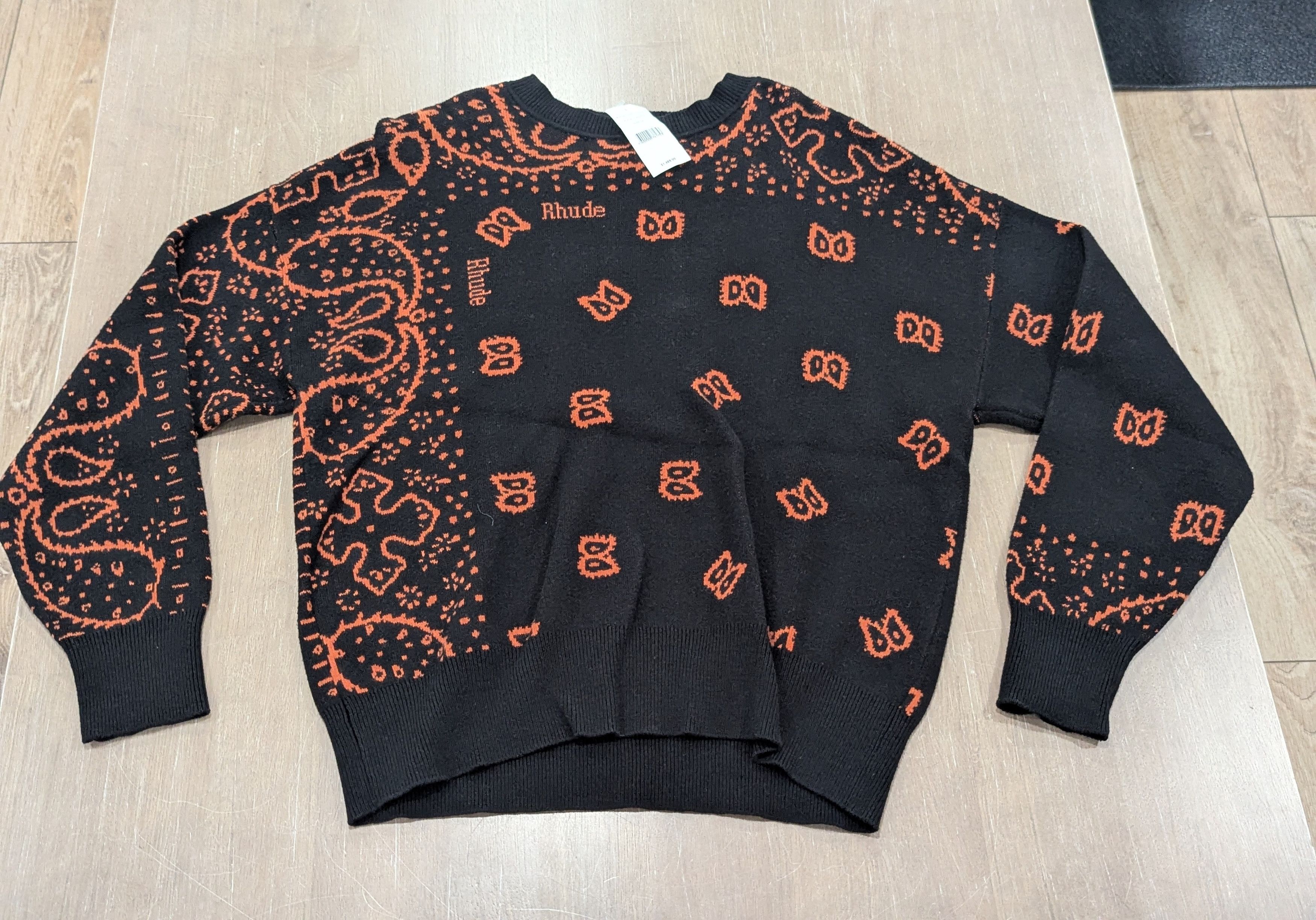 Rhude RHUDE Bandana Knit Cotton/Cashmere Sweater Black/Orange M Size US M / EU 48-50 / 2 - 1 Thumbnail