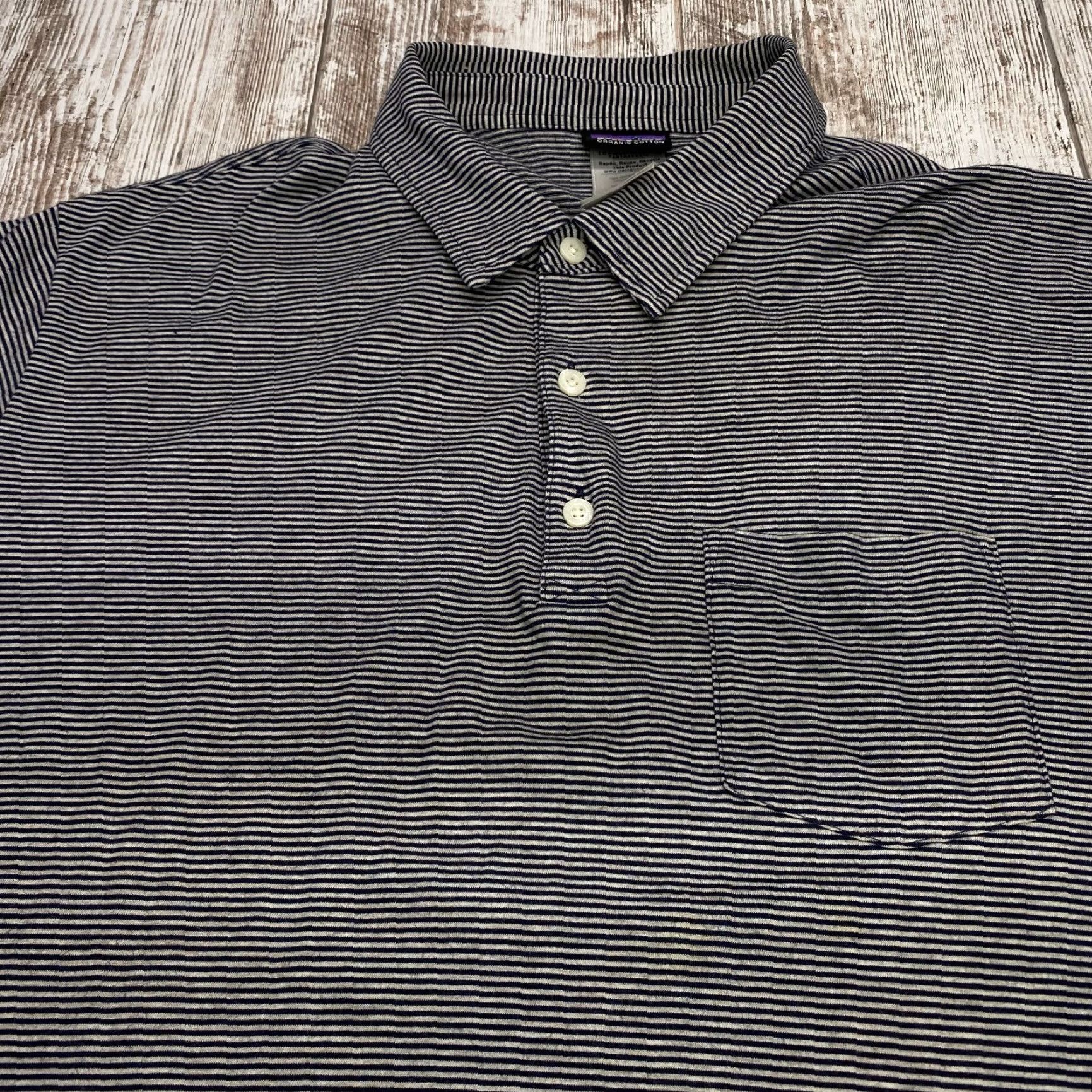 Patagonia Patagonia Polo Men's 2XL Black Striped Short Sleeve 100% Organic Cotton Pocket Size US XXL / EU 58 / 5 - 3 Thumbnail