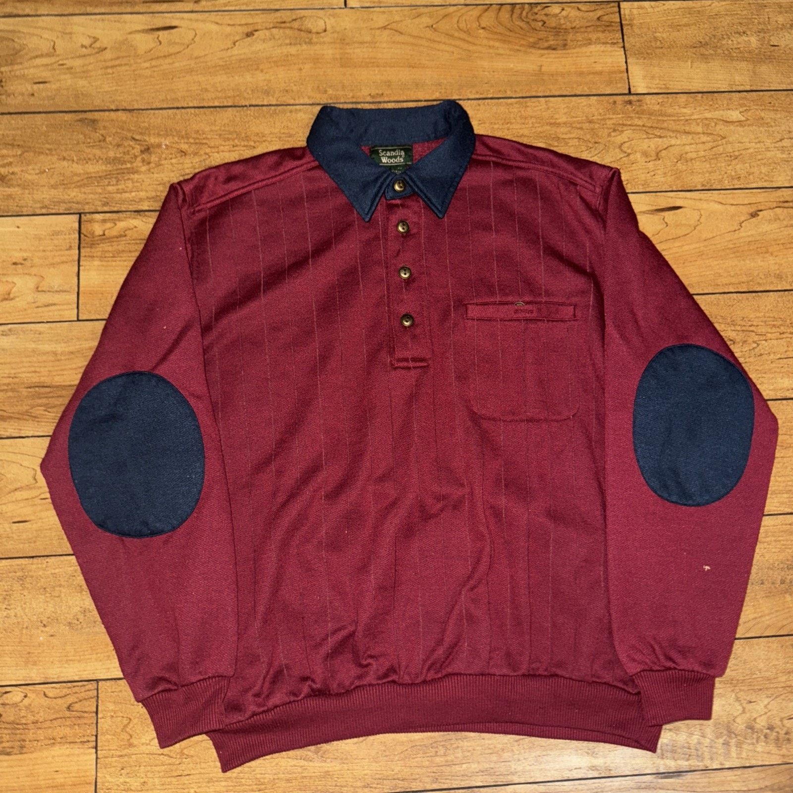 Japanese Brand × Vintage Scandia Woods Rugby Polo Shirt Maroon Large 23x25 Size US L / EU 52-54 / 3 - 1 Thumbnail