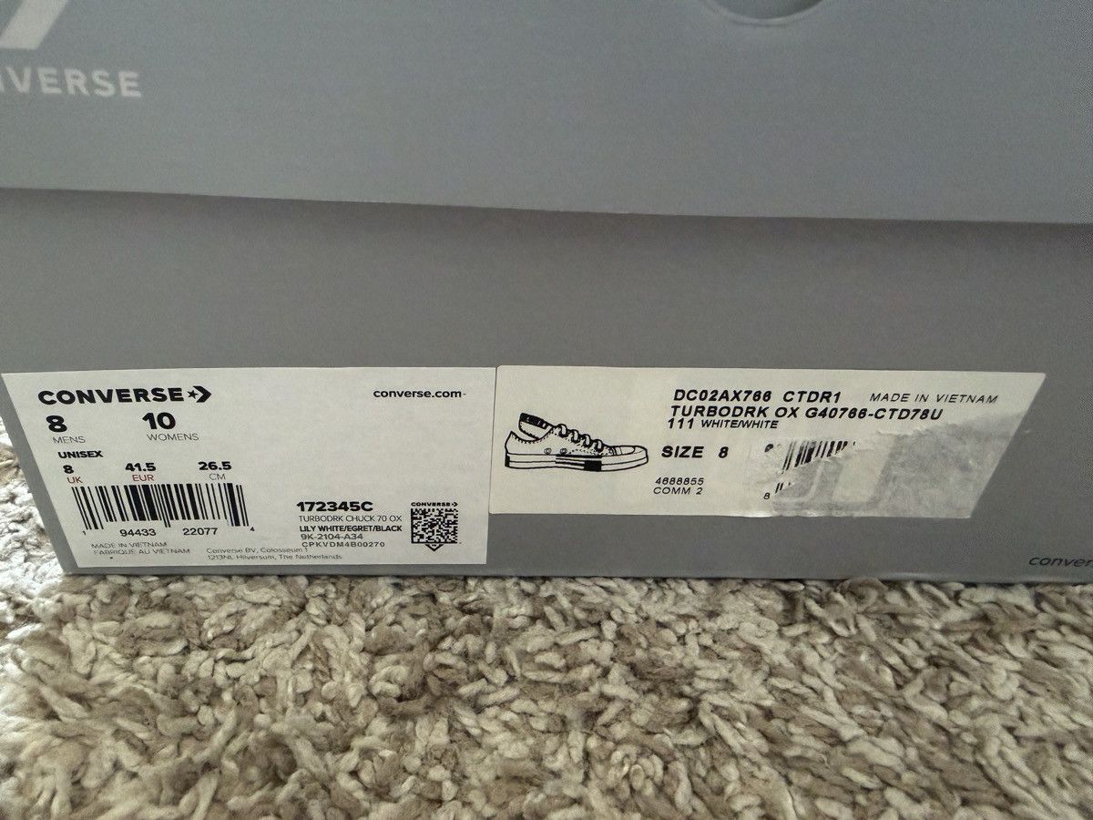Rick Owens Converse Low White Turbodrk Size US 8.5 / EU 41-42 - 5 Thumbnail