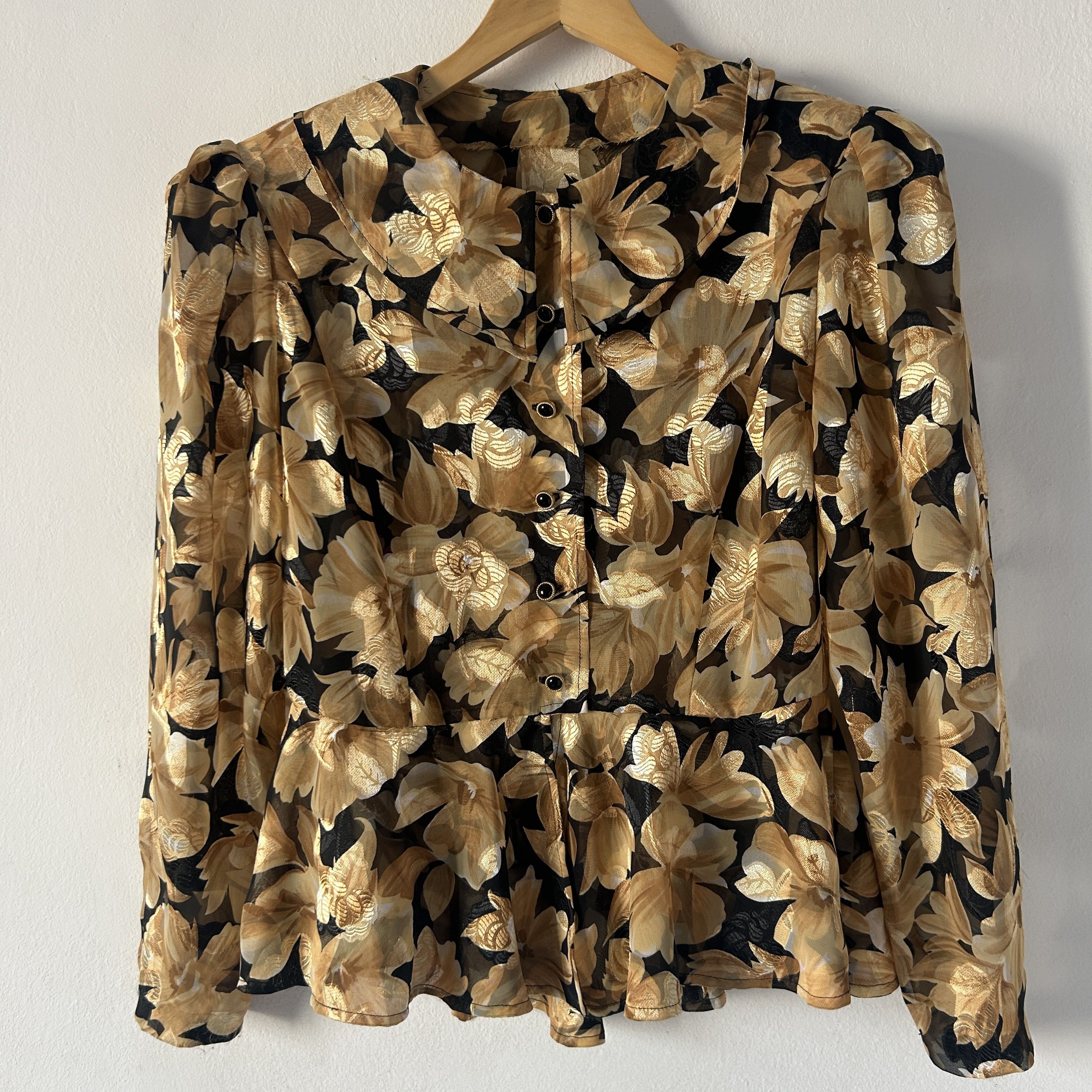 Vintage Vintage 80s Floral Peplum Blouse Size M / US 6-8 / IT 42-44 - 7 Thumbnail