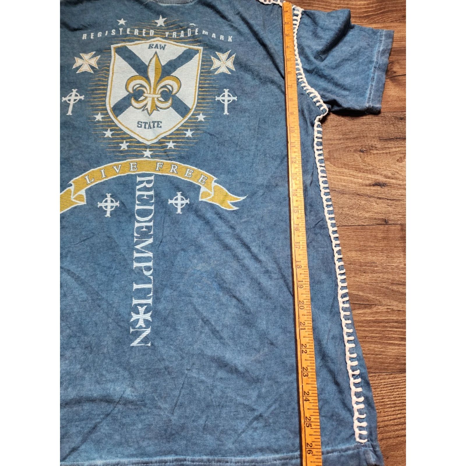 Vintage VINTAGE Raw State MMA T-Shirt, Mens XL, Blue, All Over Print, Lightweight, Classic Designer, Regular Fit Size US XL / EU 56 / 4 - 3 Thumbnail
