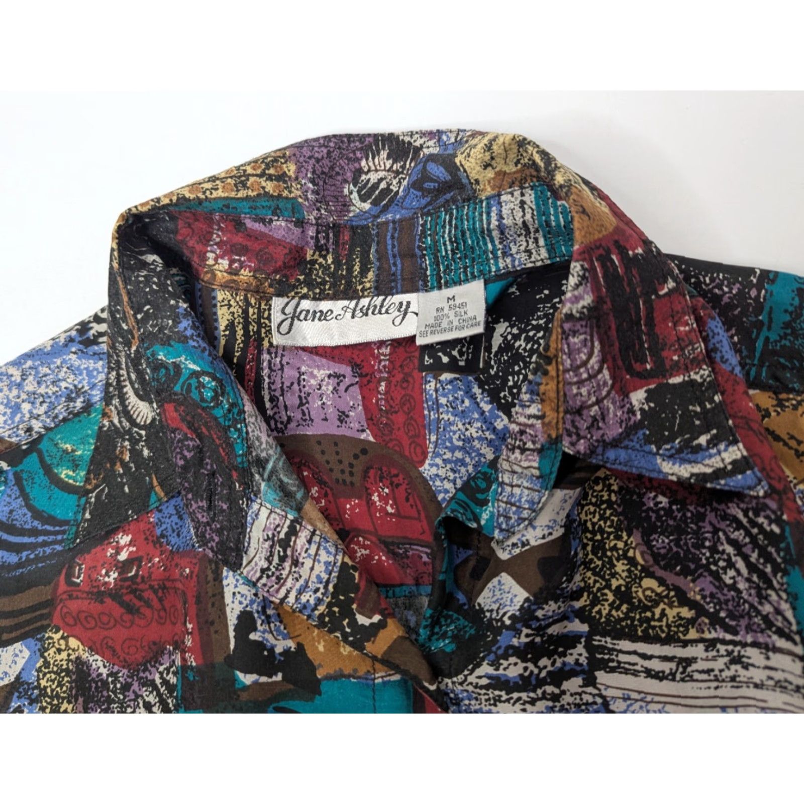 Vintage VINTAGE Jane Ashley Shirt Button Silk Short Sleeve Abstract Psychedelic Hawaiian Size M Size US M / EU 48-50 / 2 - 7 Thumbnail