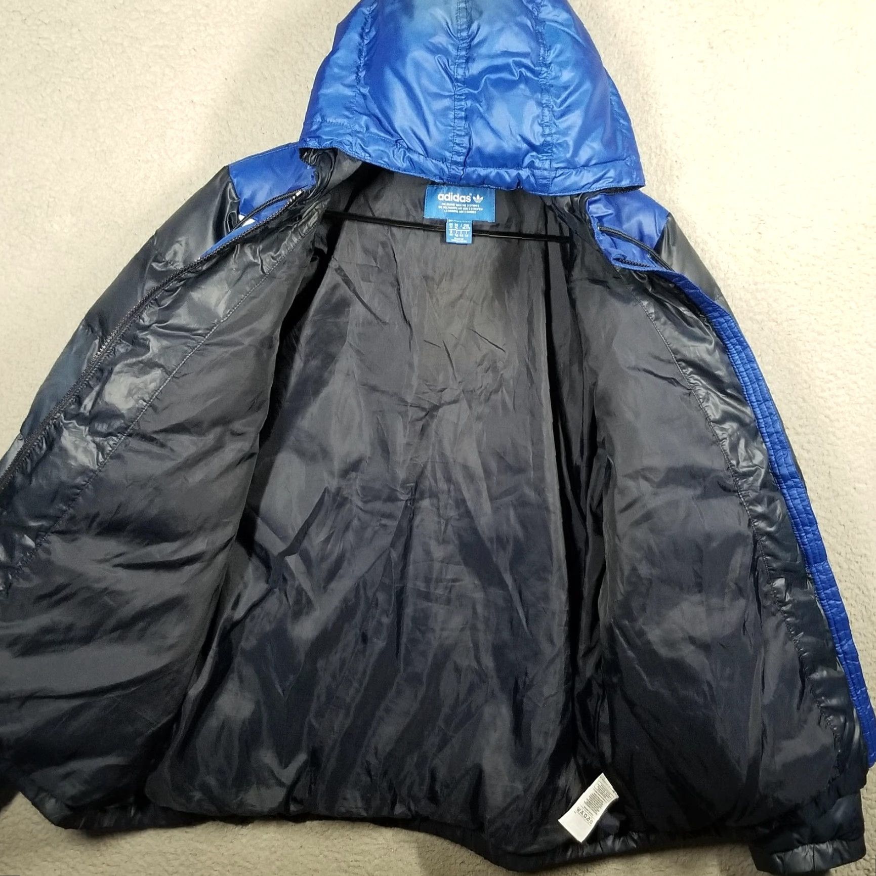 Adidas Adidas Jacket Woman XL Blue Puffer Hooded Chevron Colorblock Trefoil Quilted Size US XL / EU 56 / 4 - 2 Thumbnail