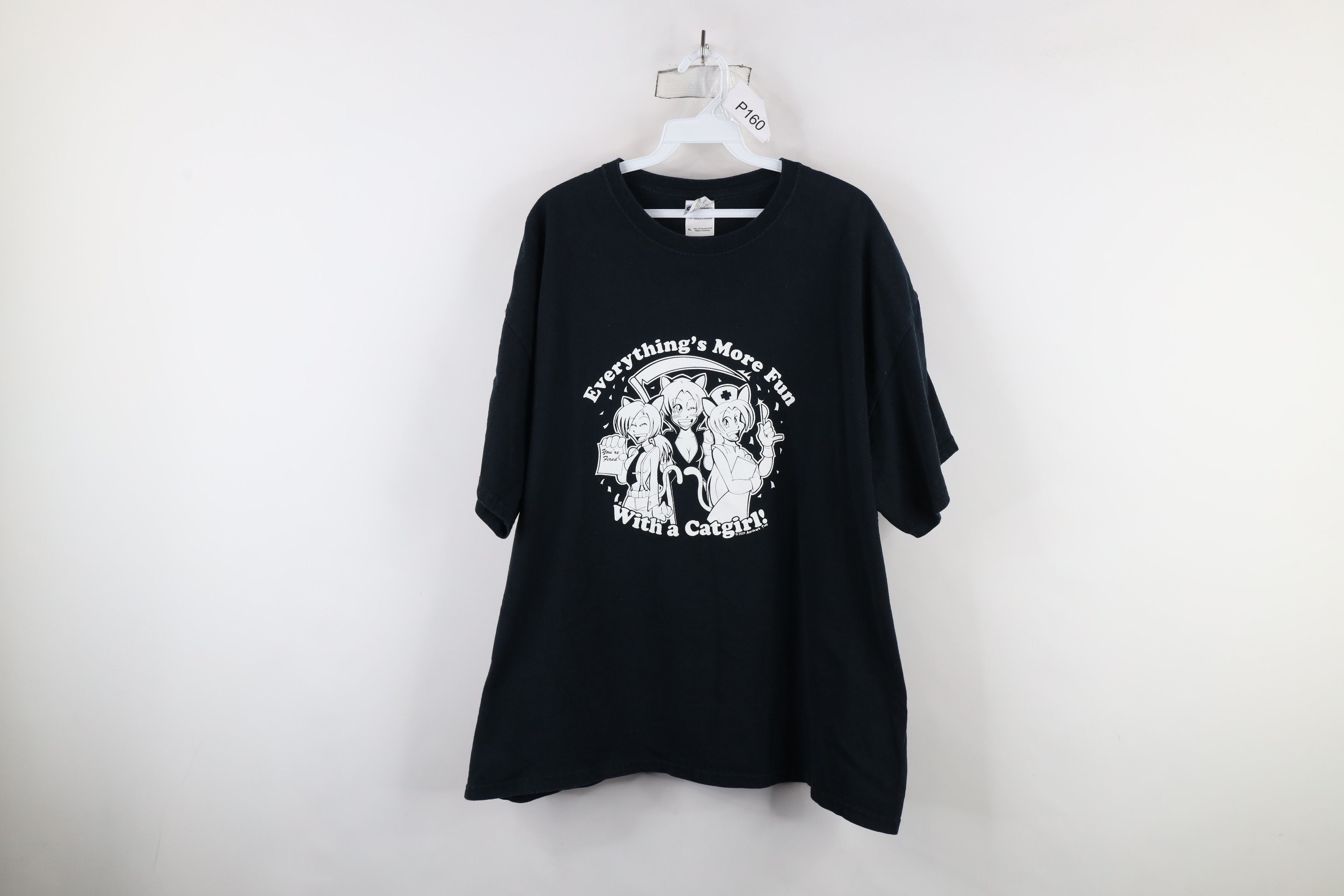 Vintage Vintage Y2K Streetwear Anime Catgirl Pinup T-Shirt Black Size US XL / EU 56 / 4 - 1 Thumbnail
