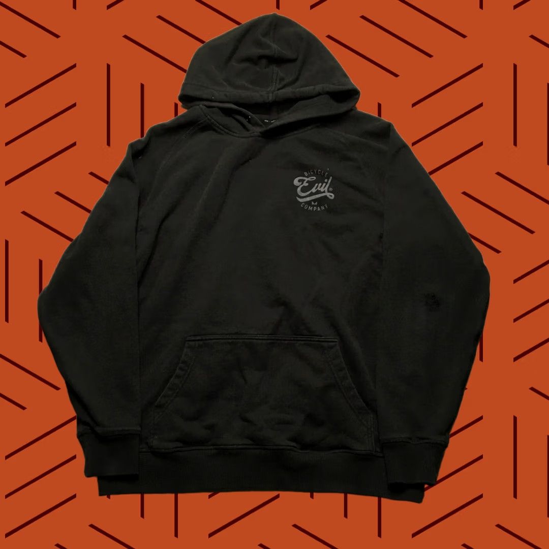 Vintage Evil Bicycle Company Hoodie Men L Black Pullover Performance Terry Stretch Logo Pattern Solid Shirt Mens Size US L / EU 52-54 / 3 - 1 Thumbnail
