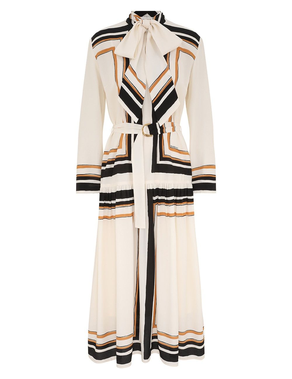 Zimmermann oc11z1025 Tie Neck Midi Dress in Multicolor Size L / US 10 / IT 46 - 1 Thumbnail