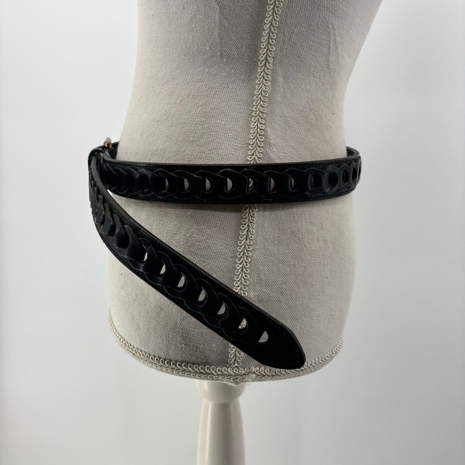 Other Men's Black Size 38 Genuine Leather Belt Casual Links Gold Size 38 - 5 Thumbnail