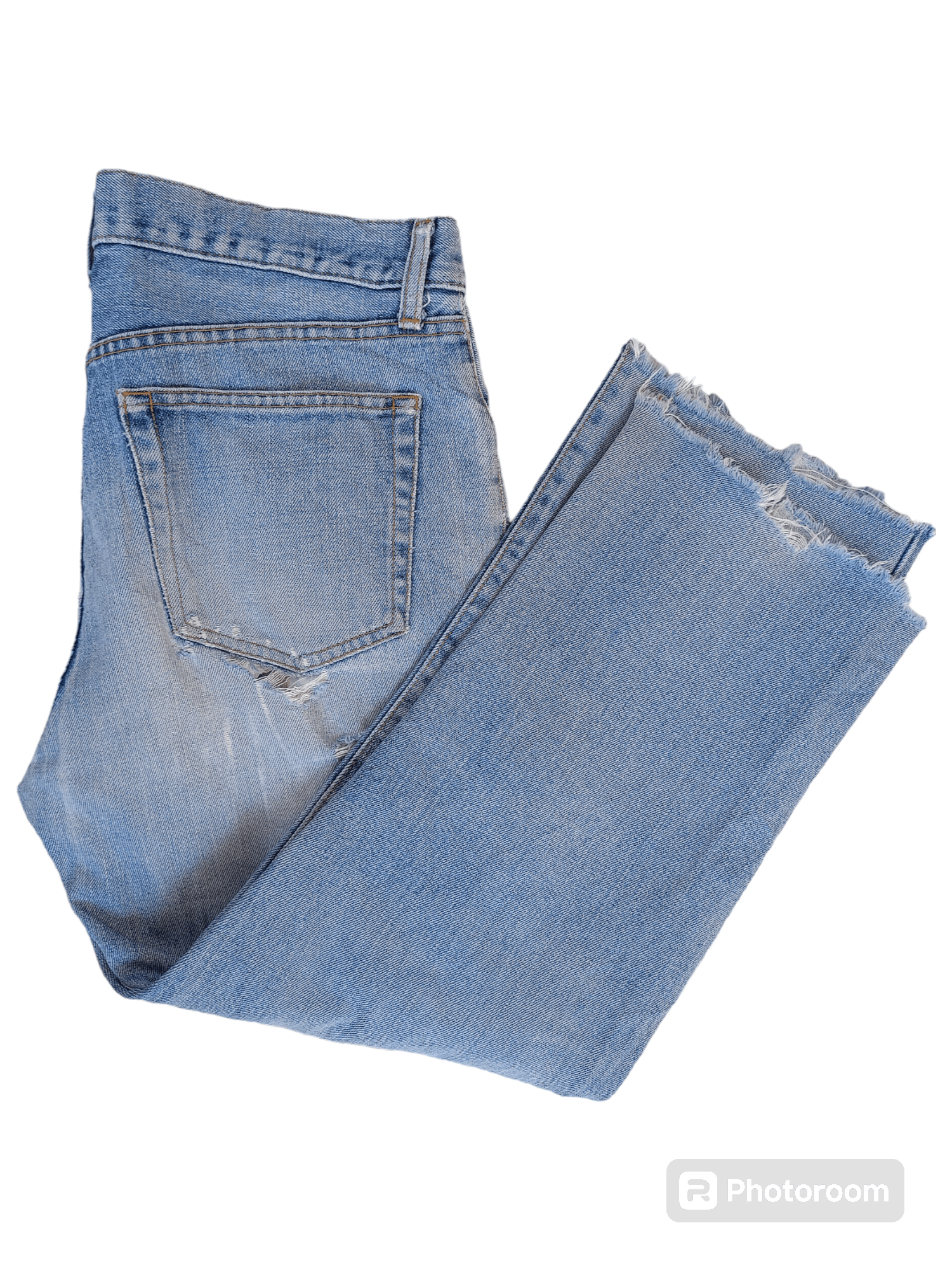 UNIQLO Distressed, Cropped Wide Leg Streetwear Denim