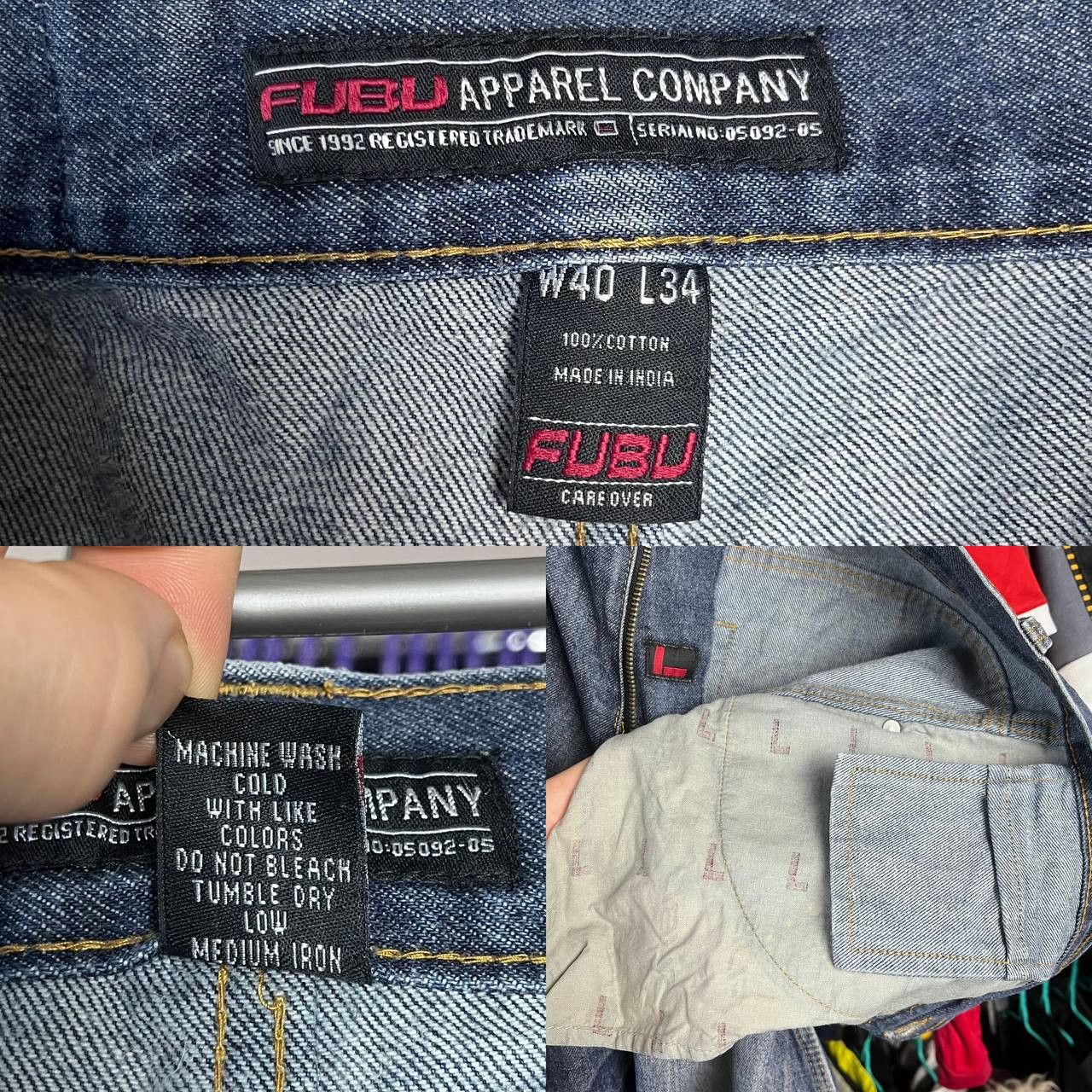 Fubu Vintage 90s FUBU Relaxed Rap Baggy Blue Faded Denim Pants Size US 40 / EU 56 - 14 Thumbnail
