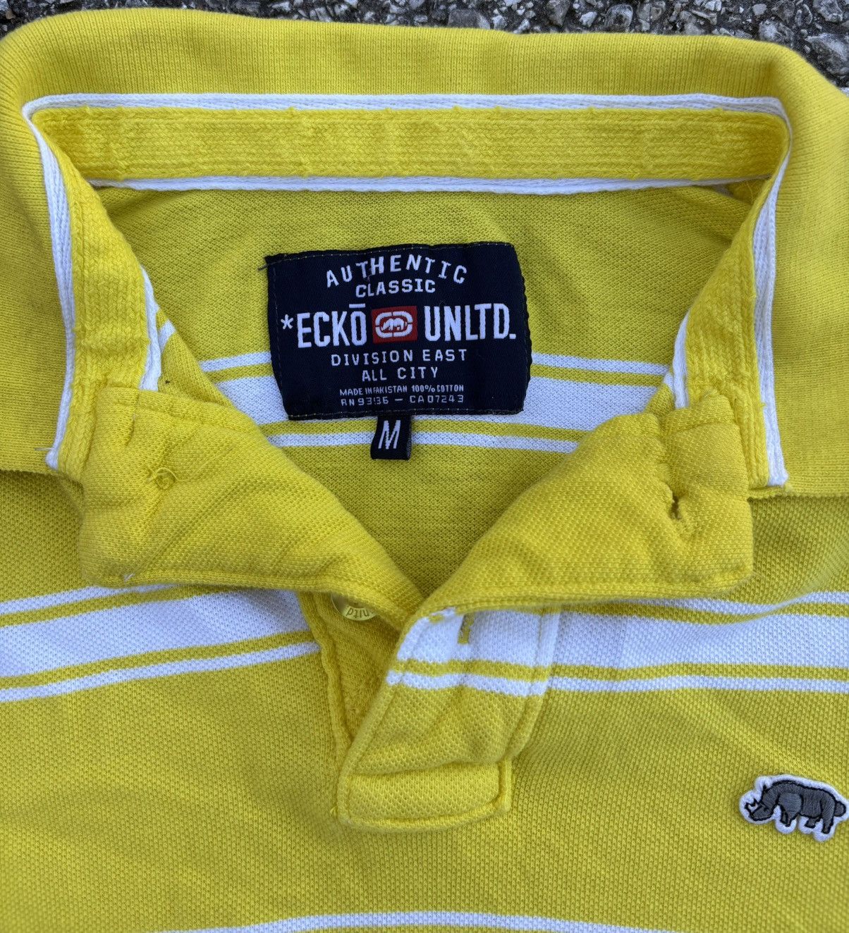 Ecko Unltd. Ecko Unlimited Yellow White Striped Polo Size US M / EU 48-50 / 2 - 2 Thumbnail