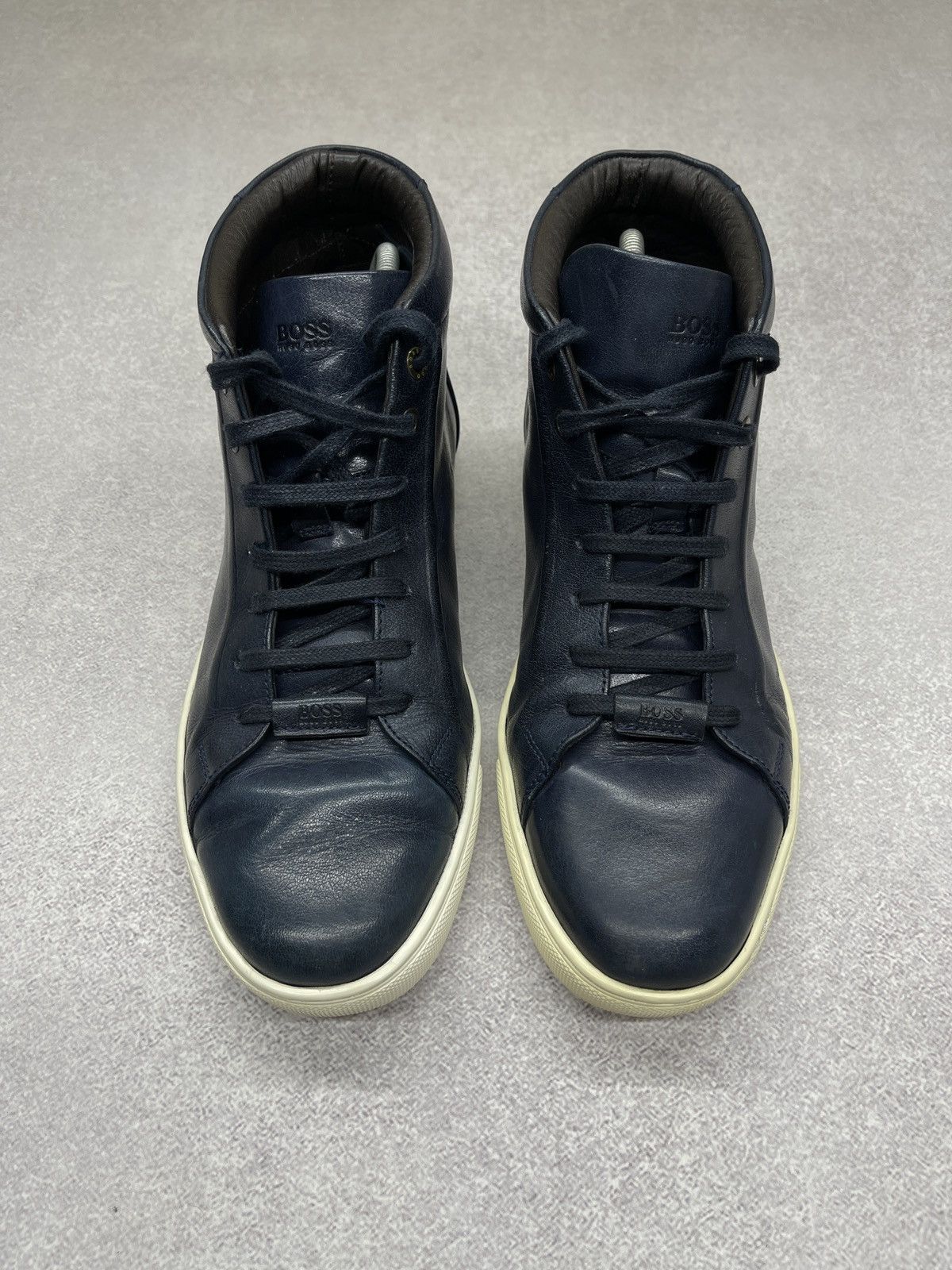Hugo Boss Mens Hugo Boss Hi-Top Leather Sneakers Navy Size 42 27cm Size US 9 / EU 42 - 4 Thumbnail