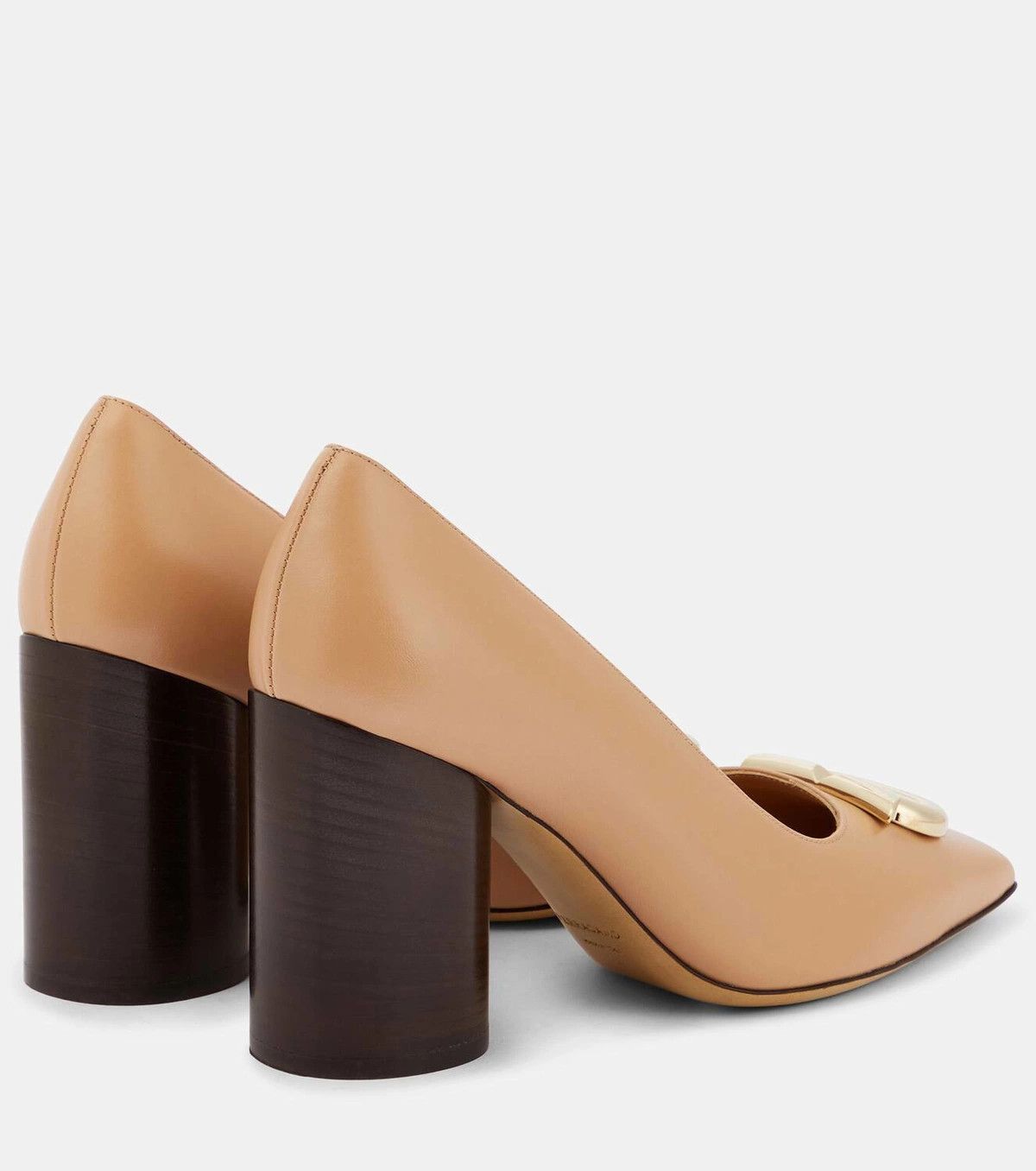 Salvatore Ferragamo o1y0426 Geometric Heel Pumps in Beige Size US 9 / IT 39 - 3 Thumbnail