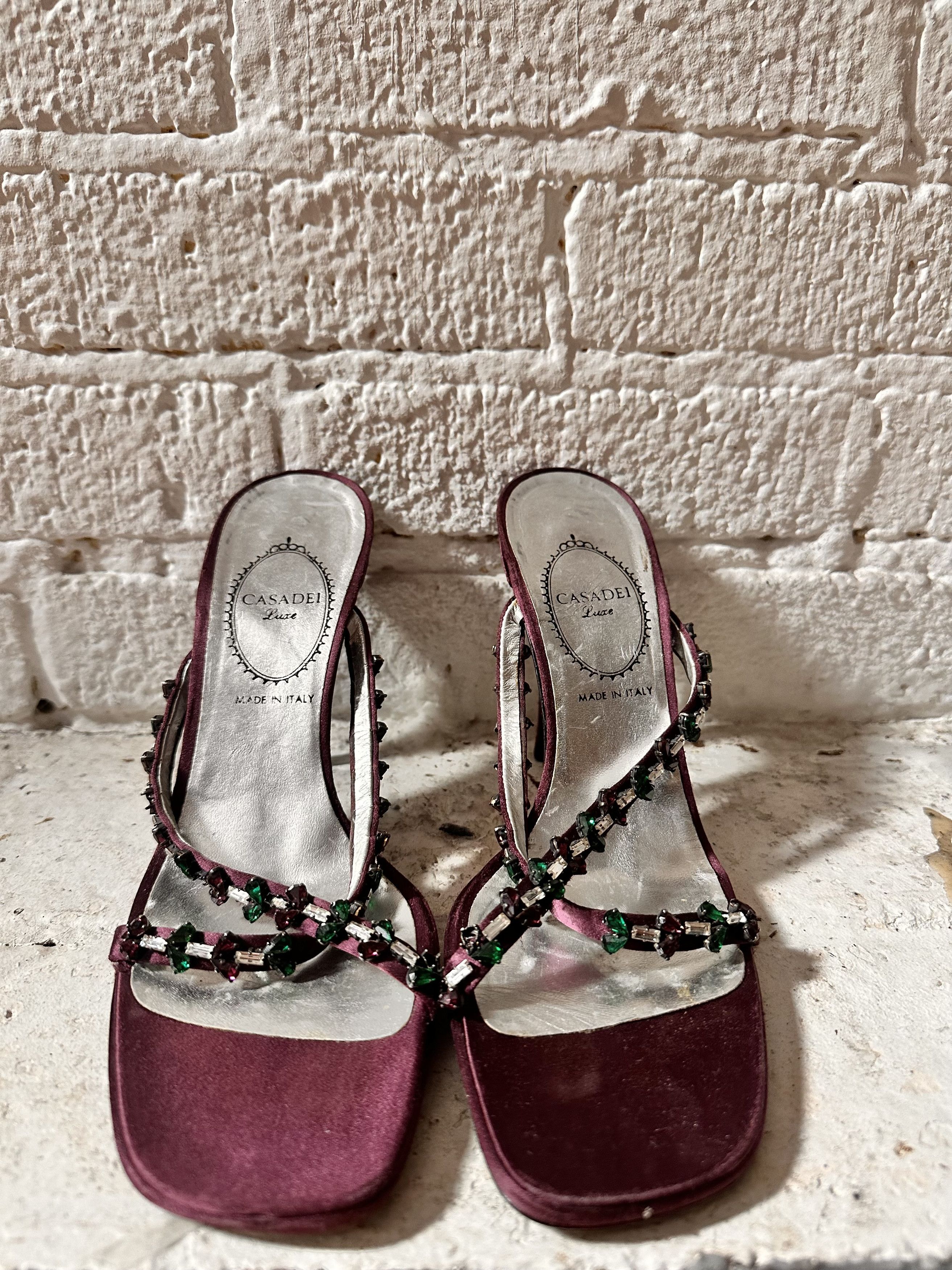 Casadei VINTAGE CASADI CRYSTAL SILK PURPLE EVENING SANDALS_ 9 US Size US 9 / IT 39 - 1 Thumbnail