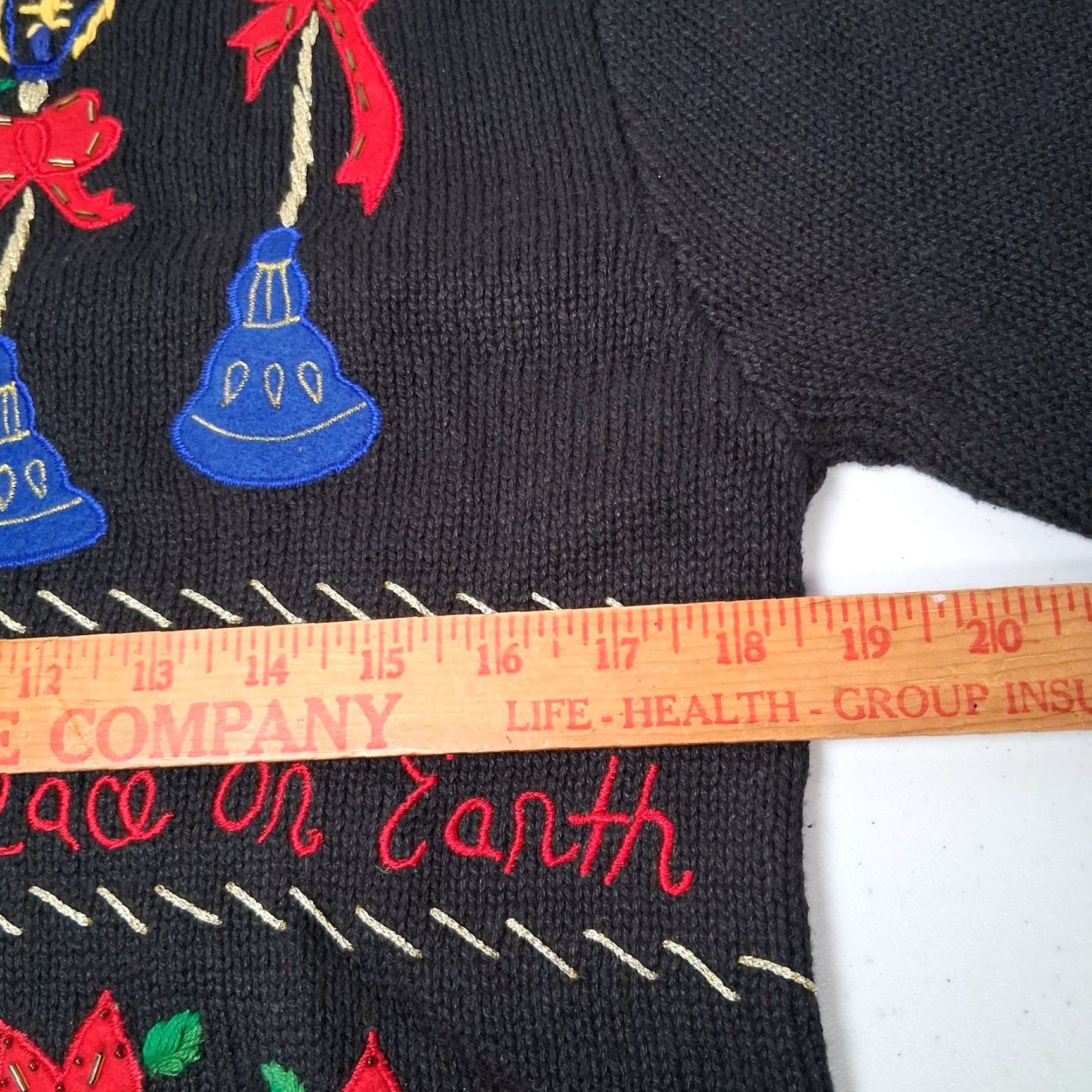 Vintage VINTAGE Bobbie Brooks Ugly Christmas Sweater Shirt Women M Black Beaded Bells Poinsettia 90s Christmas Holiday Trend Size M / US 6-8 / IT 42-44 - 4 Thumbnail