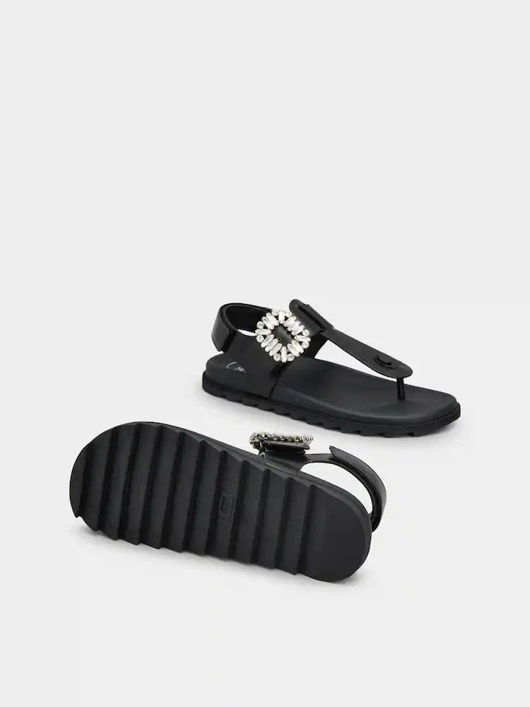 Roger Vivier o1s22i1n0824 Leather Slidy Viv' Flip Flop Sandals in Black Size US 10 / IT 40 - 5 Thumbnail