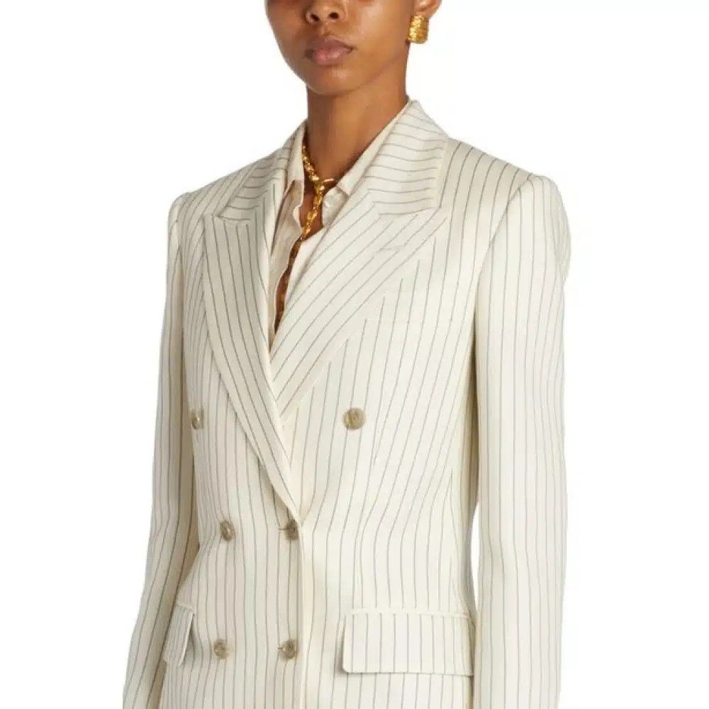 Tom Ford o1loc1c0425 GI2971 Wallis Double Breasted Jacket in White Size M / US 6-8 / IT 42-44 - 2 Thumbnail