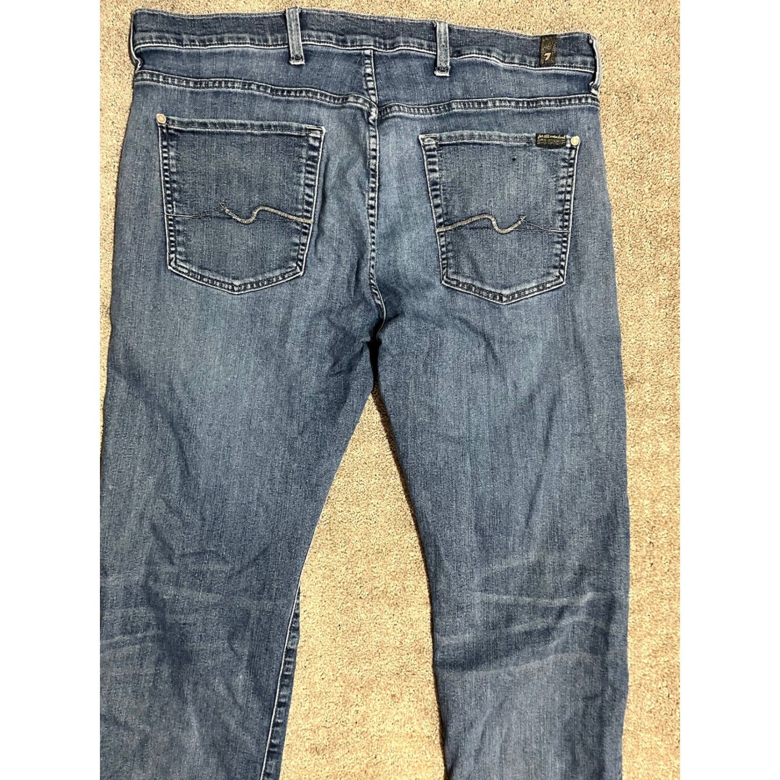 7 For All Mankind 7 For All Mankind Jeans Mens 36x33 Blue Regular 5-Pocket Denim Pants Zip Fly Stretch Cotton Denim USA Straight Size US 36 / EU 52 - 2 Thumbnail