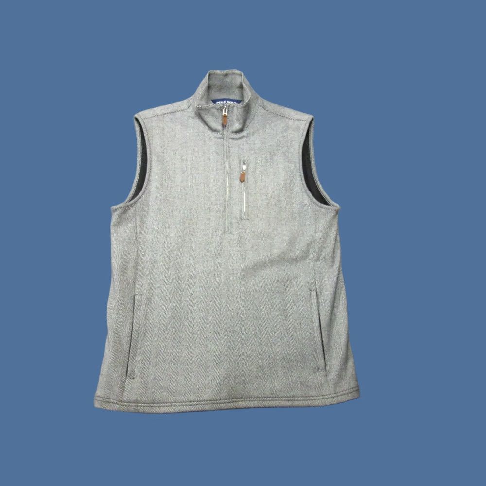 Polo Ralph Lauren Polo Golf Ralph Lauren Vest Mens Medium Gray Herringbone Knit 1/4 Quarter Zip Size US M / EU 48-50 / 2 - 1 Thumbnail