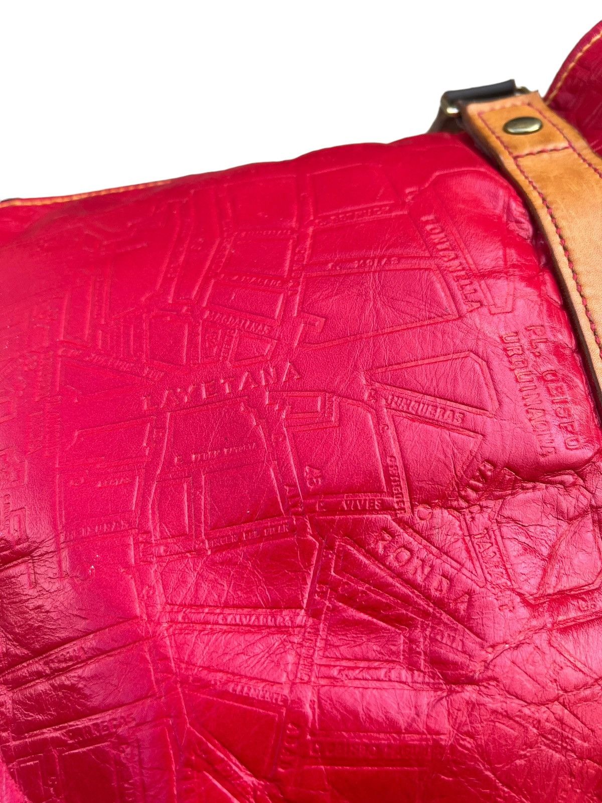 Leather Map Embossed Leather Tote Bag Unknown Japanese Brand Vintage Size ONE SIZE - 20 Thumbnail