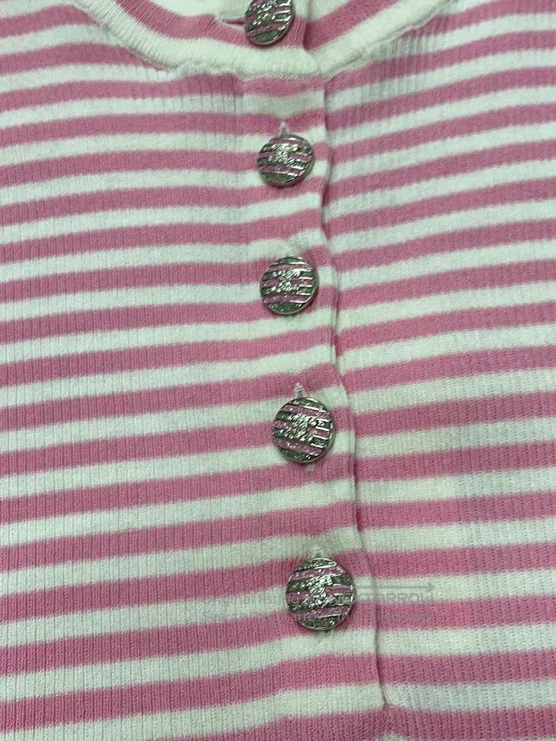Chanel Chanel Pink striped knitted short sleeves Size XS / US 0-2 / IT 36-38 - 2 Thumbnail