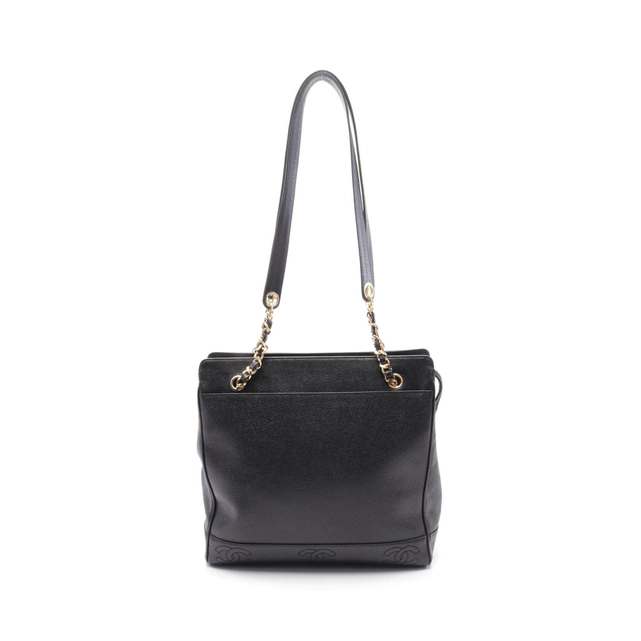 Chanel Chanel Triple Coco Mark Chain Shoulder Bag Caviar Skin Black Gold Hardware Size ONE SIZE - 1 Thumbnail