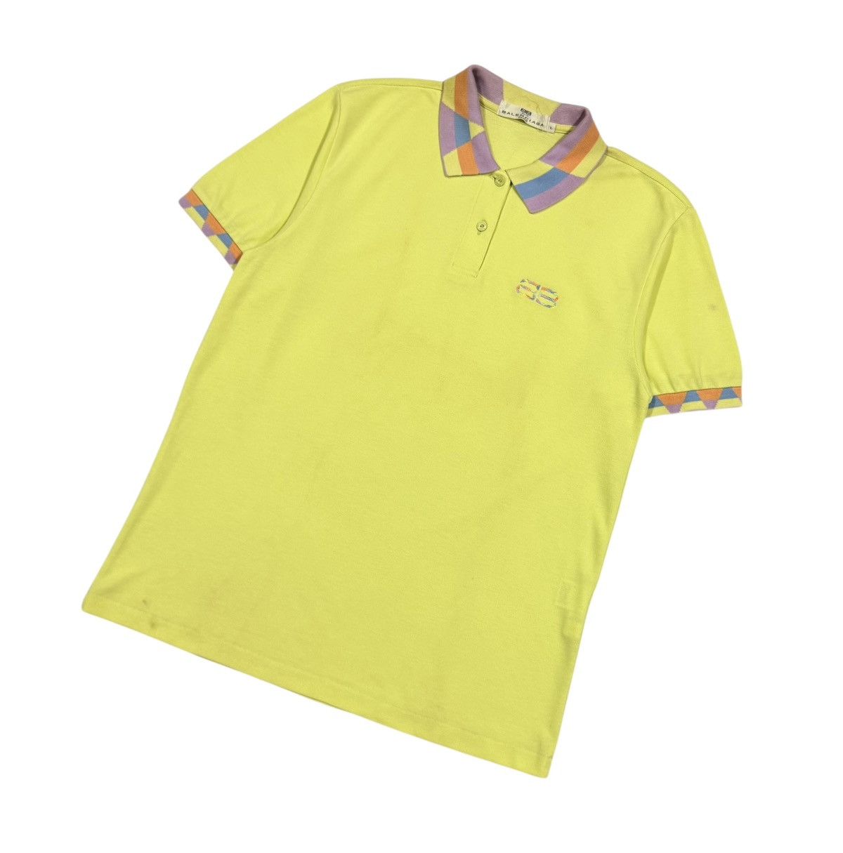 Balenciaga Vtg🔥Luxury BB Balenciaga Multicolor Ringer Polo Shirt Size US L / EU 52-54 / 3 - 6 Thumbnail