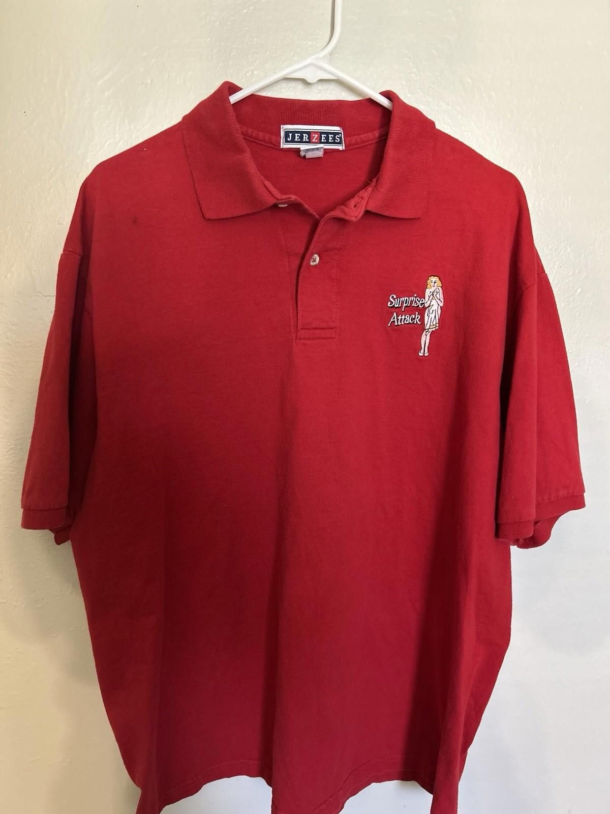 Jerzees Funny Surprise Attack Vintage Collar Shirt Size L Size US L / EU 52-54 / 3 - 1 Thumbnail